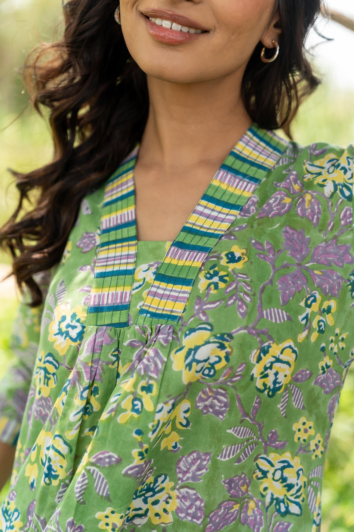 Gul Green Block Print Cotton Set of 2 | Ray-ethnic