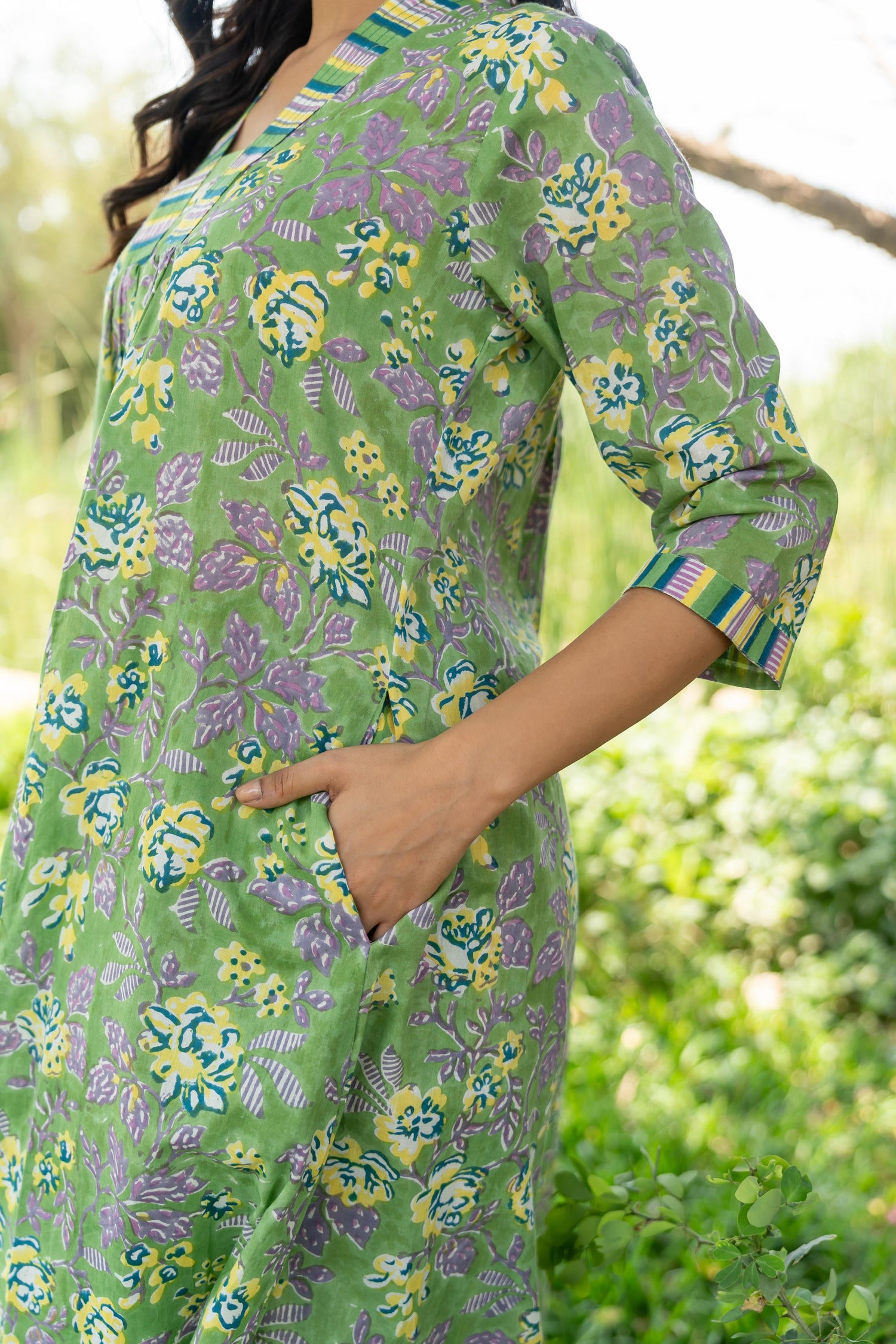 Gul Green Block Print Cotton Set of 2 | Ray-ethnic