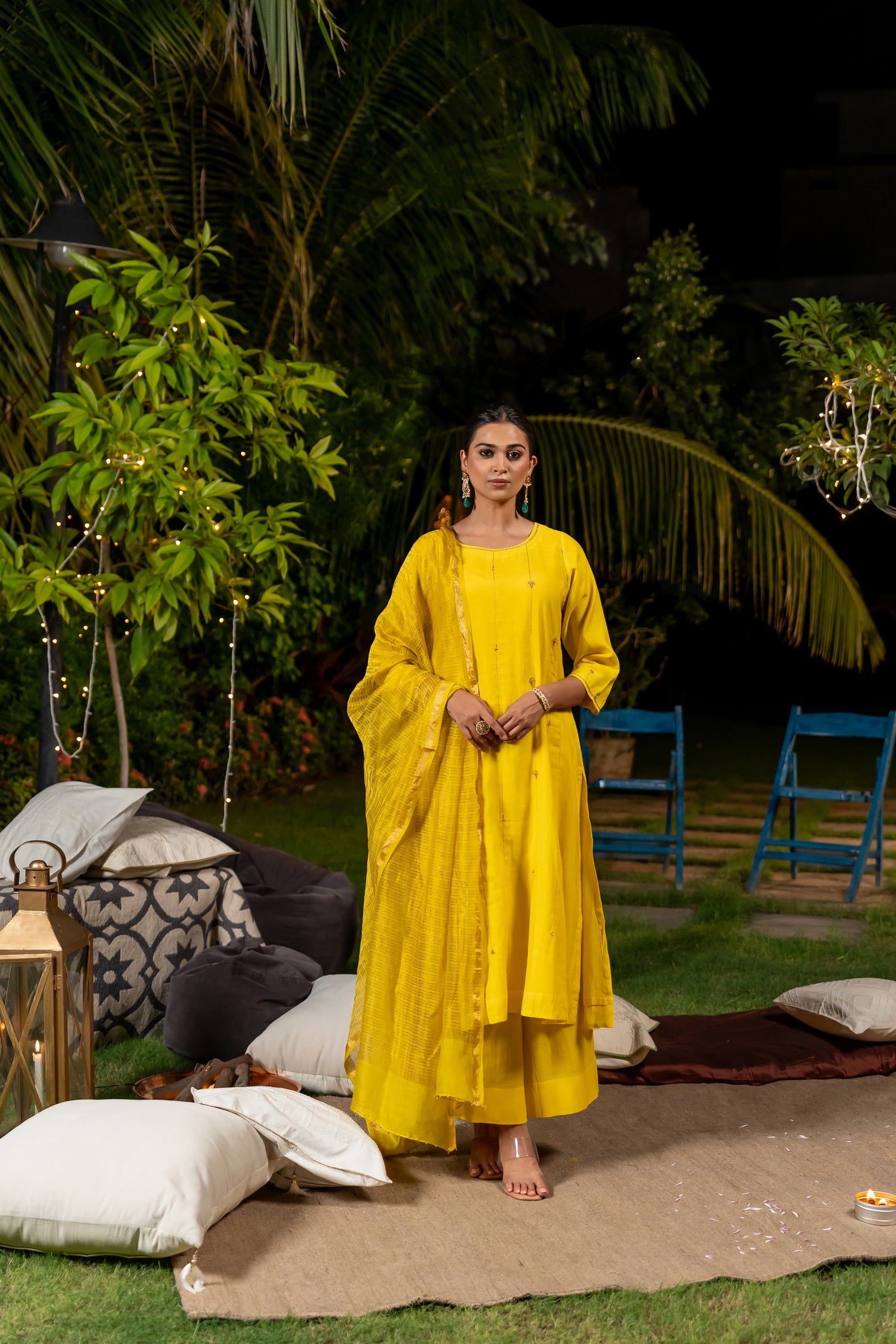 Ray Ethnic Ira – Handcrafted Light Chanderi Silk Kurta Set of 3