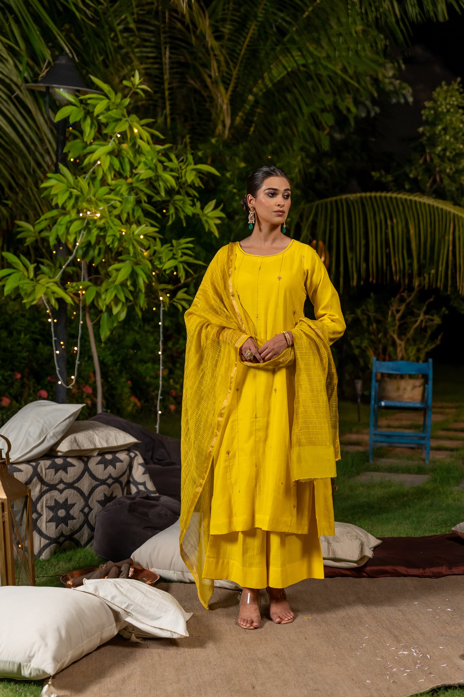 Ray Ethnic Ira – Handcrafted Light Chanderi Silk Kurta Set of 3