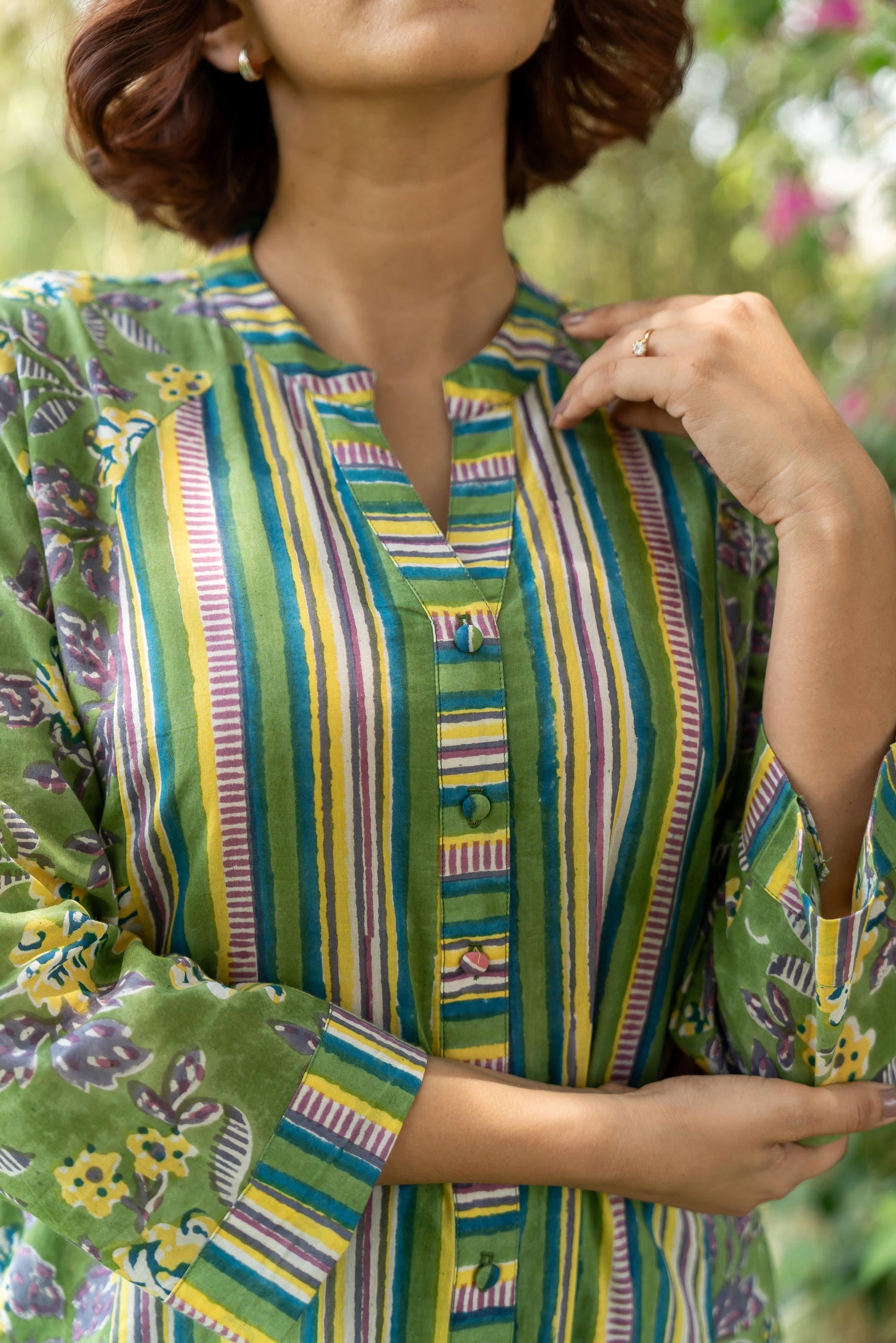 Gul Green Block Print Cotton Set of 2 | Ray-ethnic