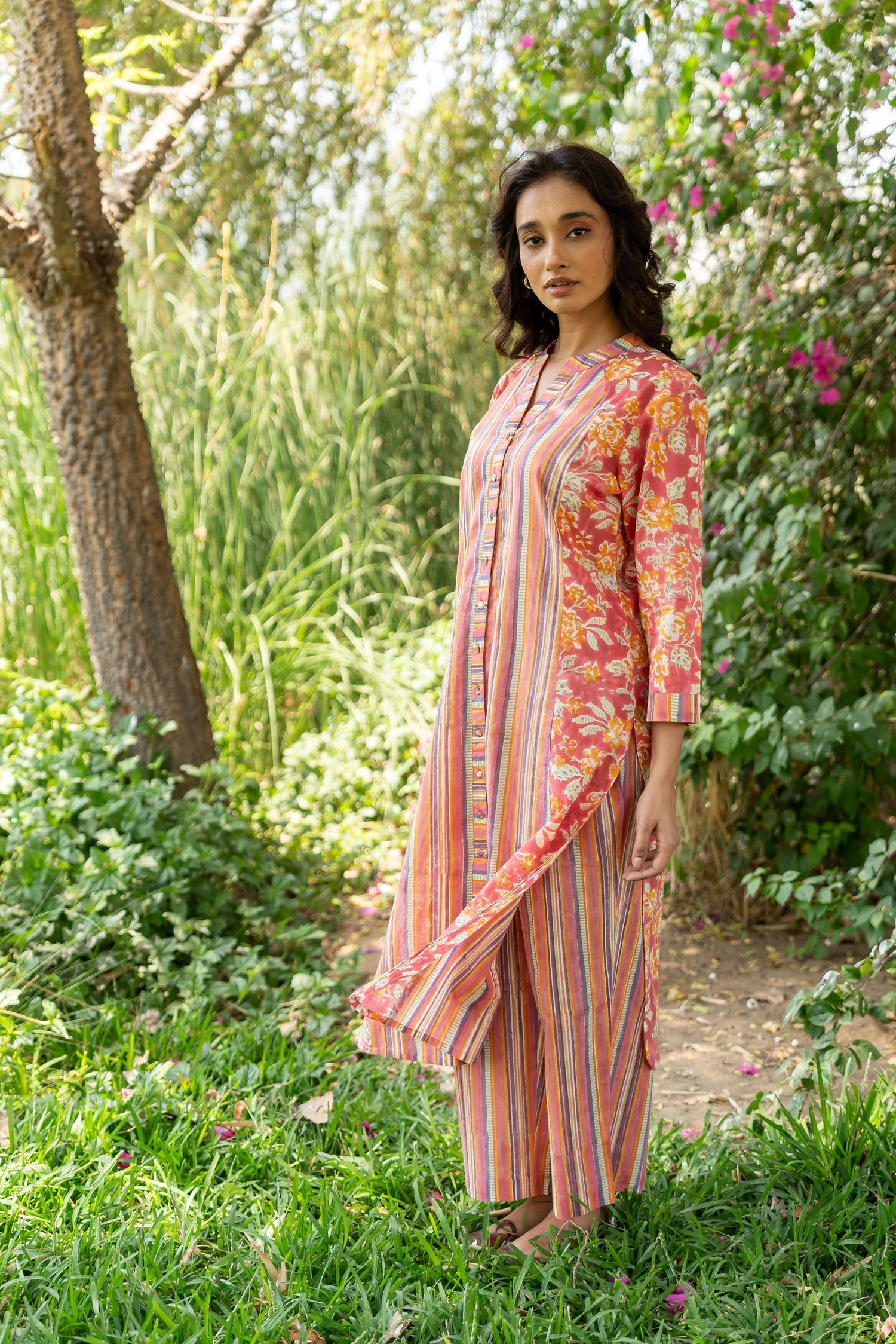 Gul Light Pink Block Print Cotton Set of 2 | Ray-ethnic