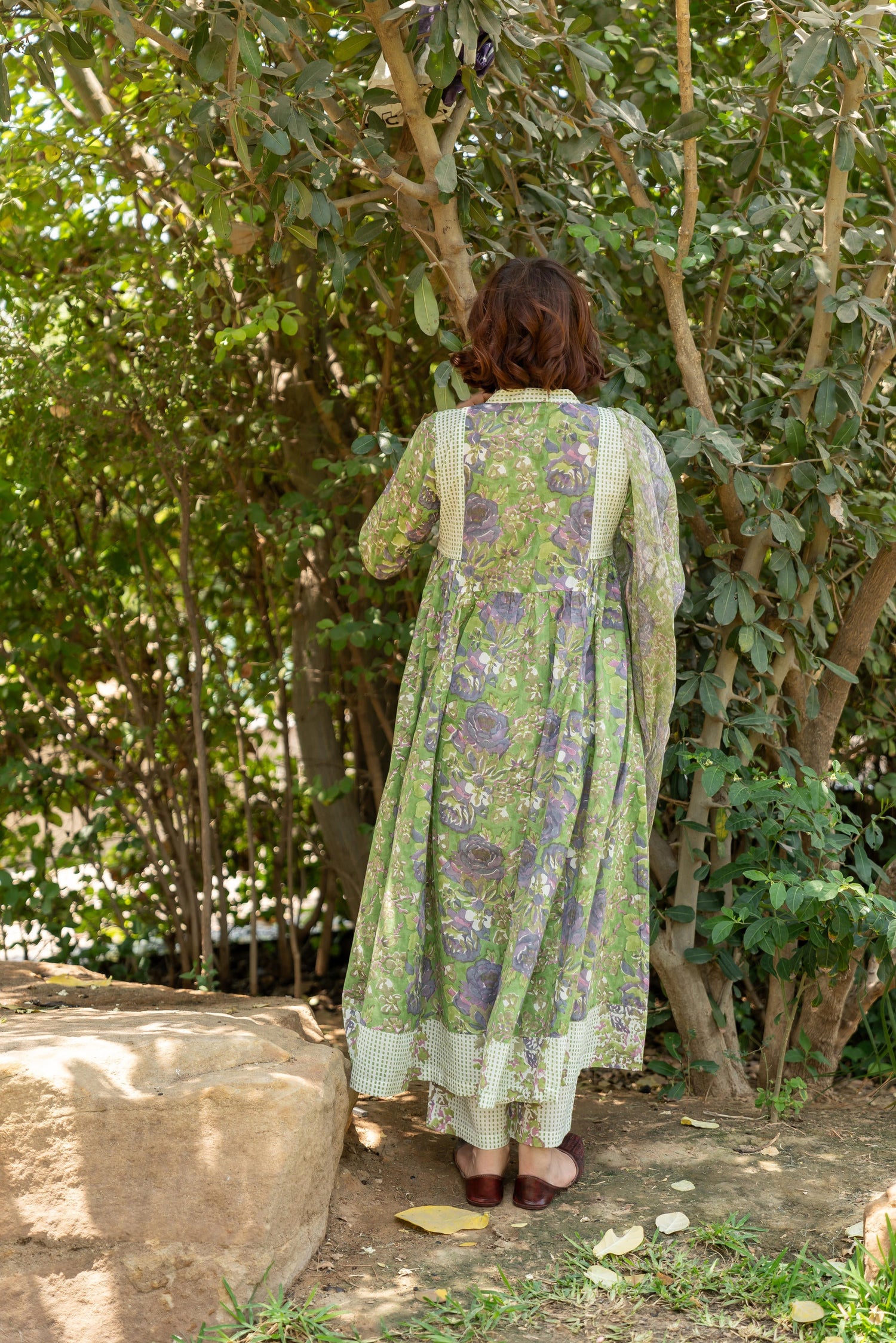 Gul Green Block Print Cotton Set of 2 | Ray-ethnic