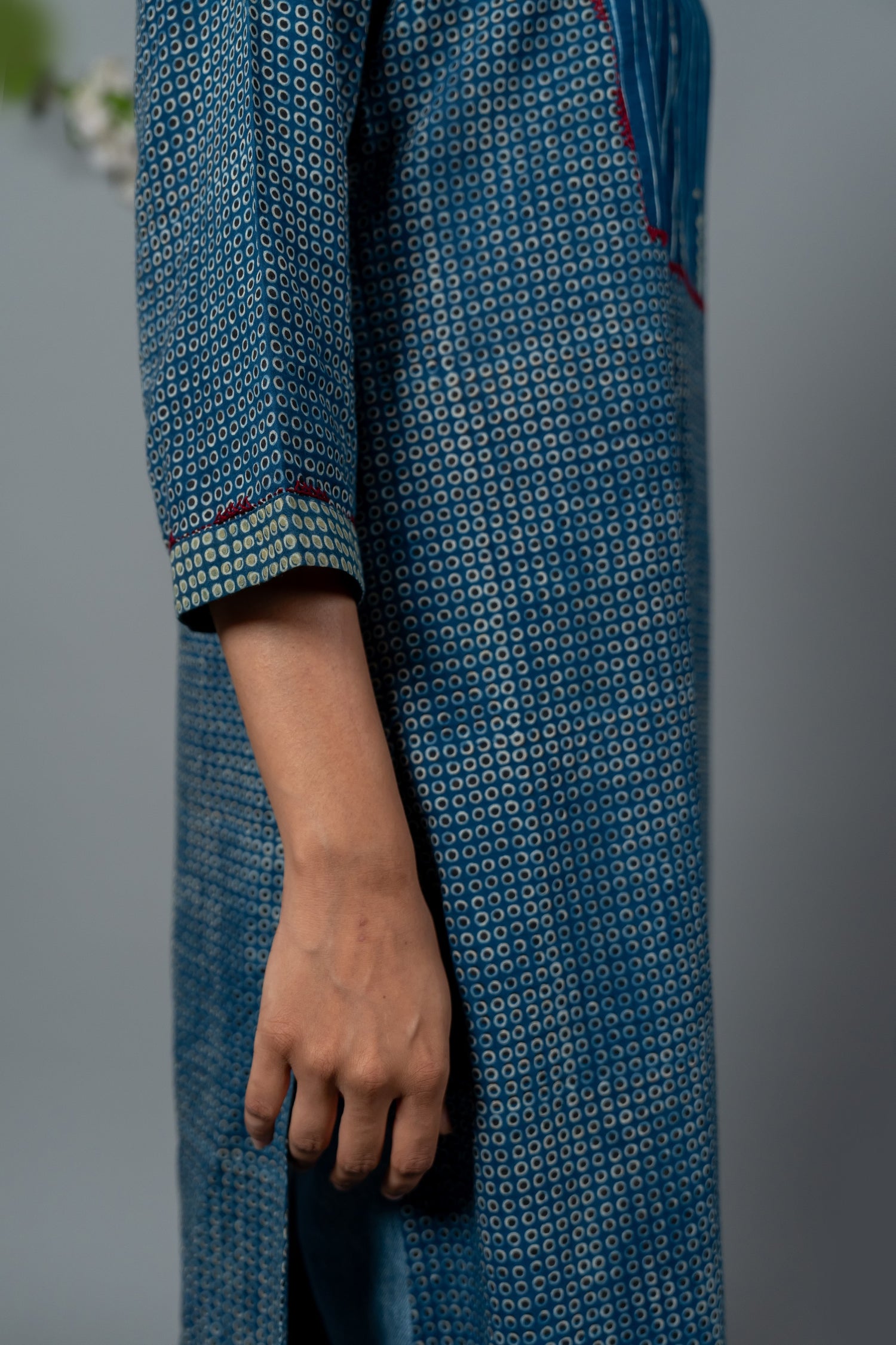 Parat Indigo Blue Block Print Mul Cotton Kurta