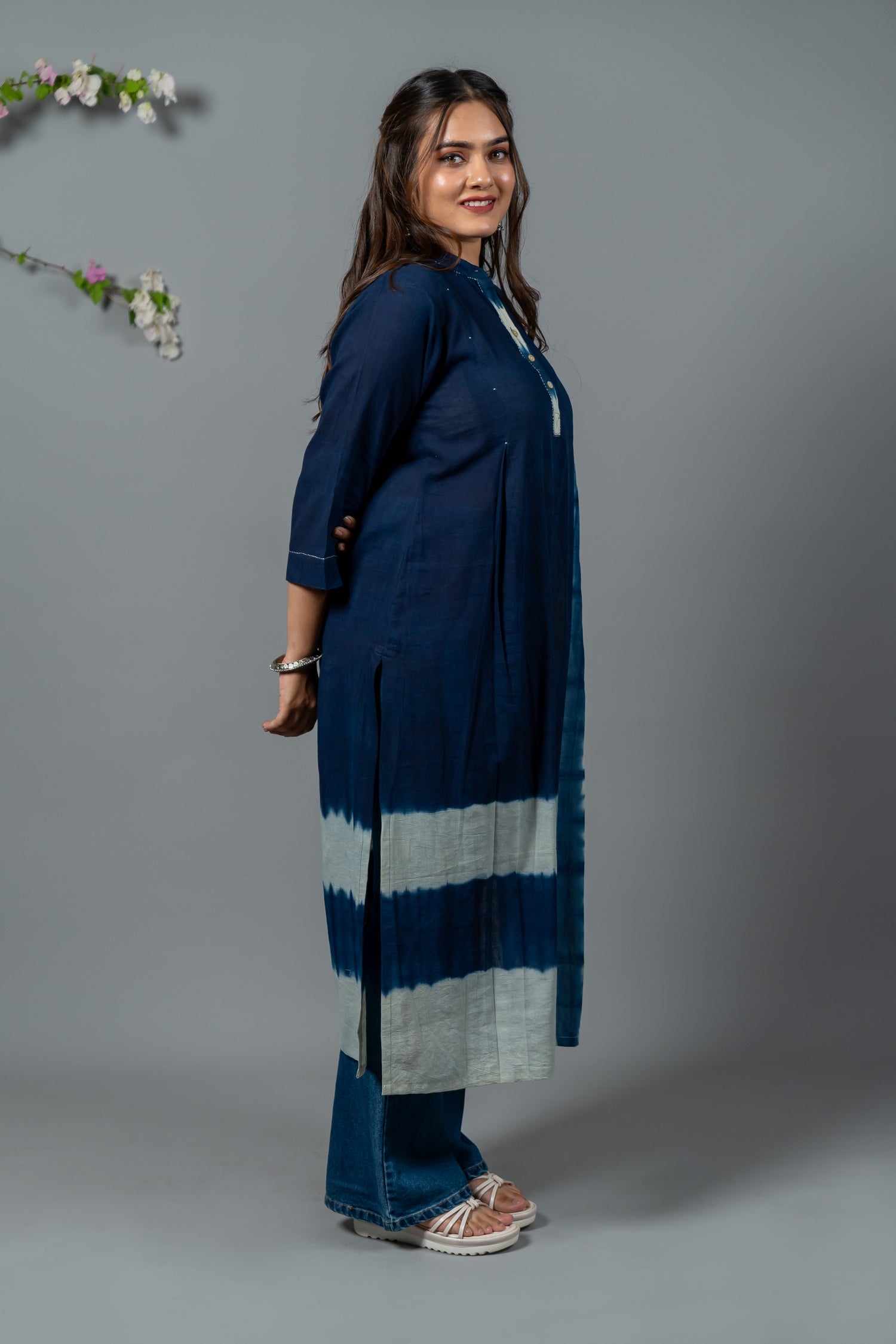 Parat Navy Shibori Mul Cotton Kurta
