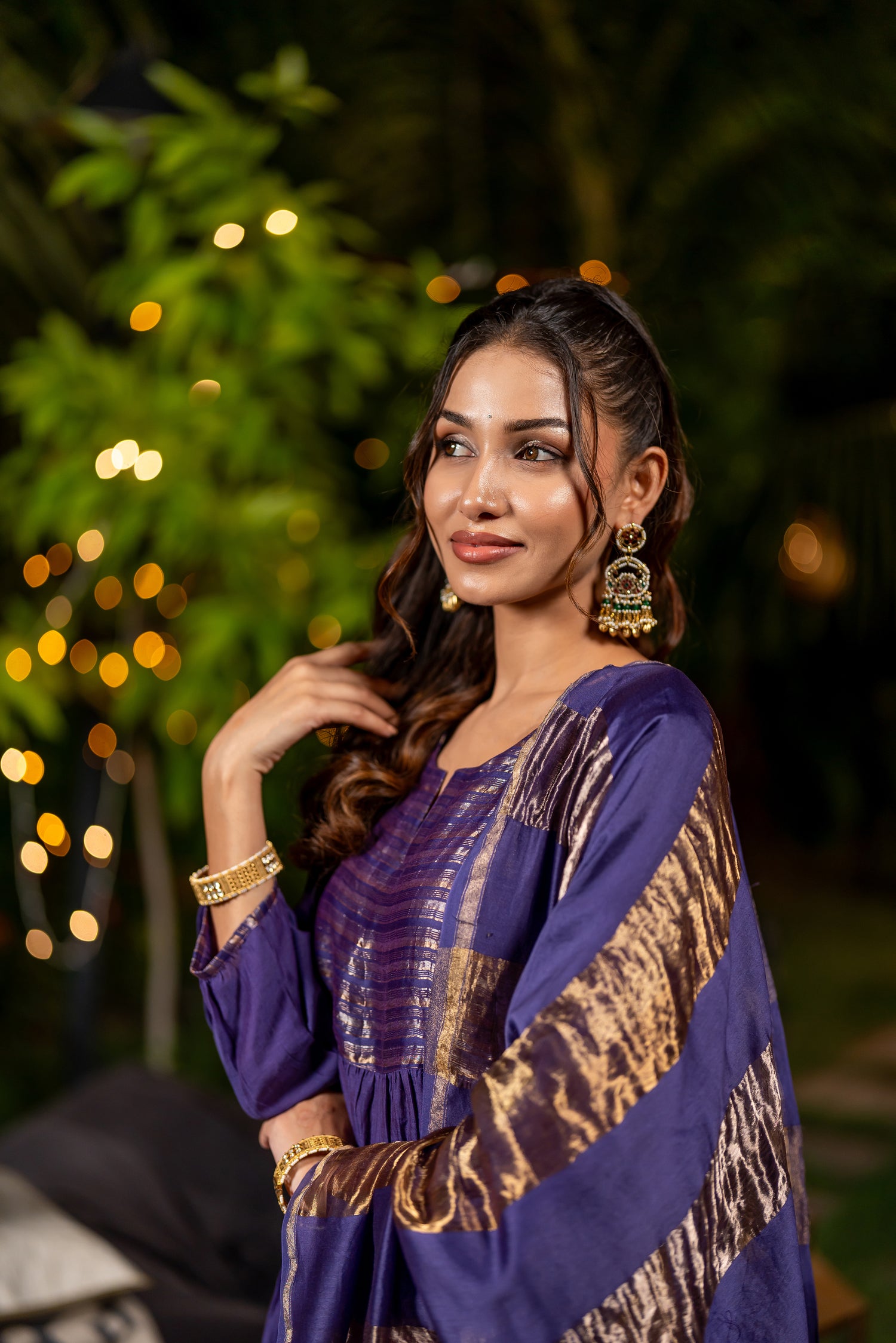Block-Crafted Mul Chanderi Festive Set of 3 – Ira by Ray Ethnic
