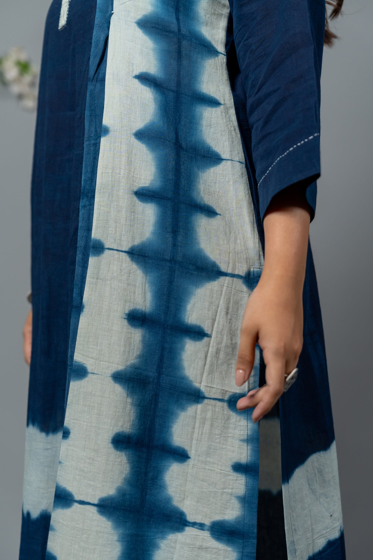 Parat Navy Shibori Mul Cotton Kurta