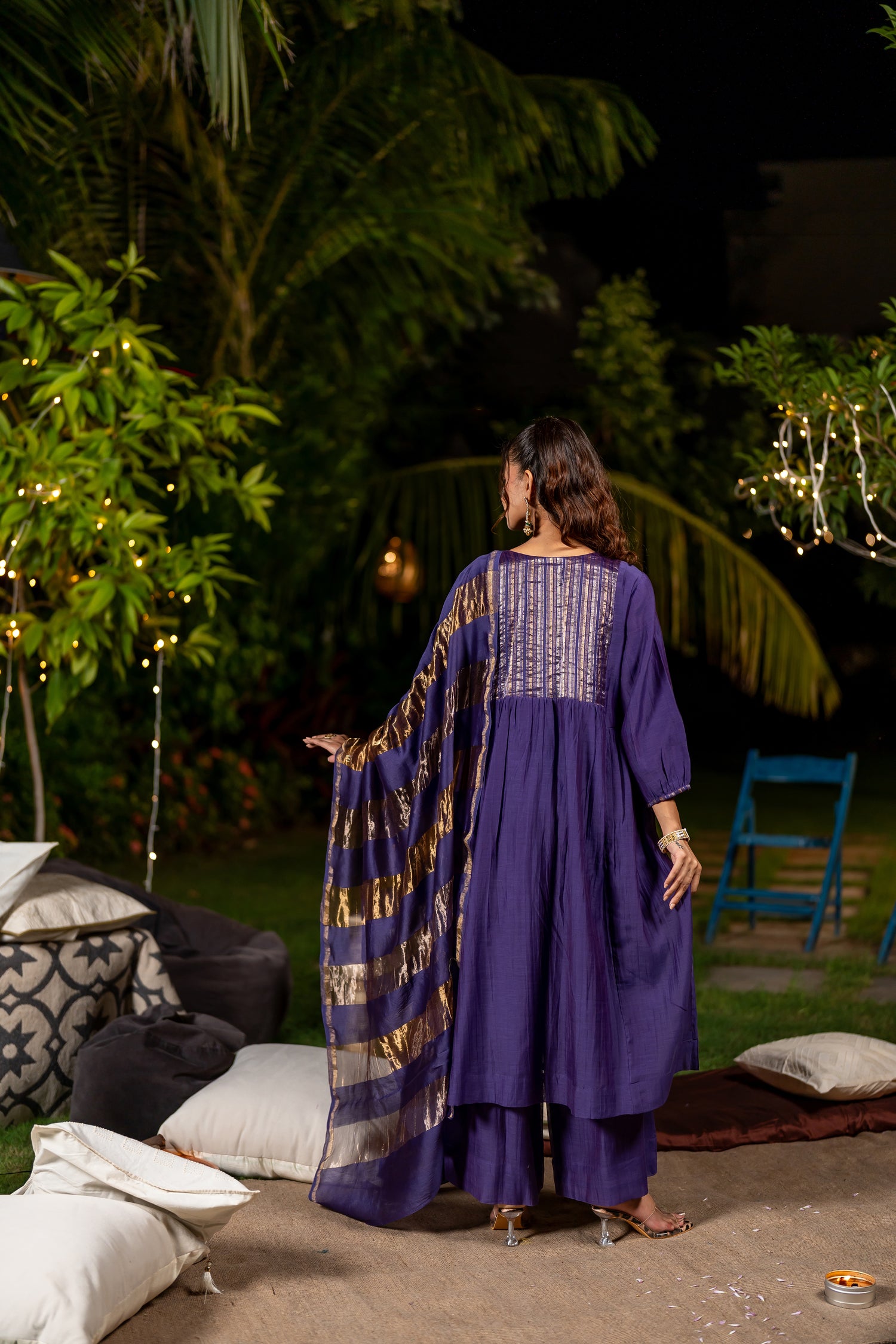 Block-Crafted Mul Chanderi Festive Set of 3 – Ira by Ray Ethnic