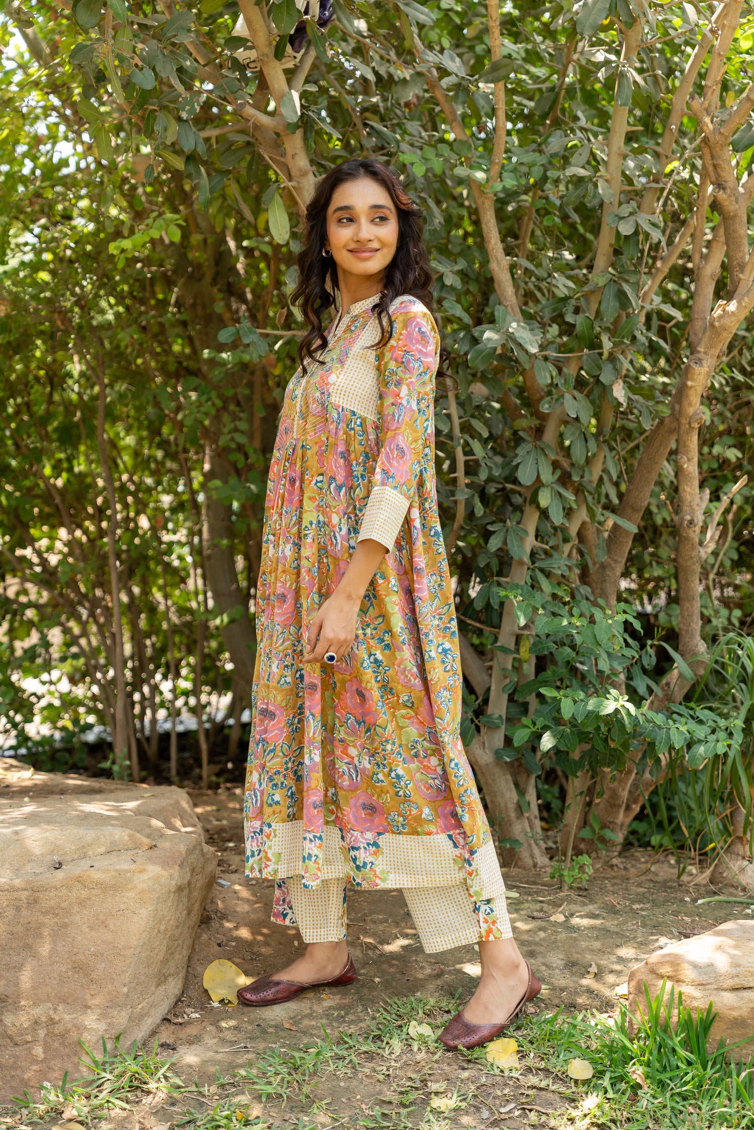 Gul Olive Green Block Print Cotton Set of 2 | Ray-ethnic