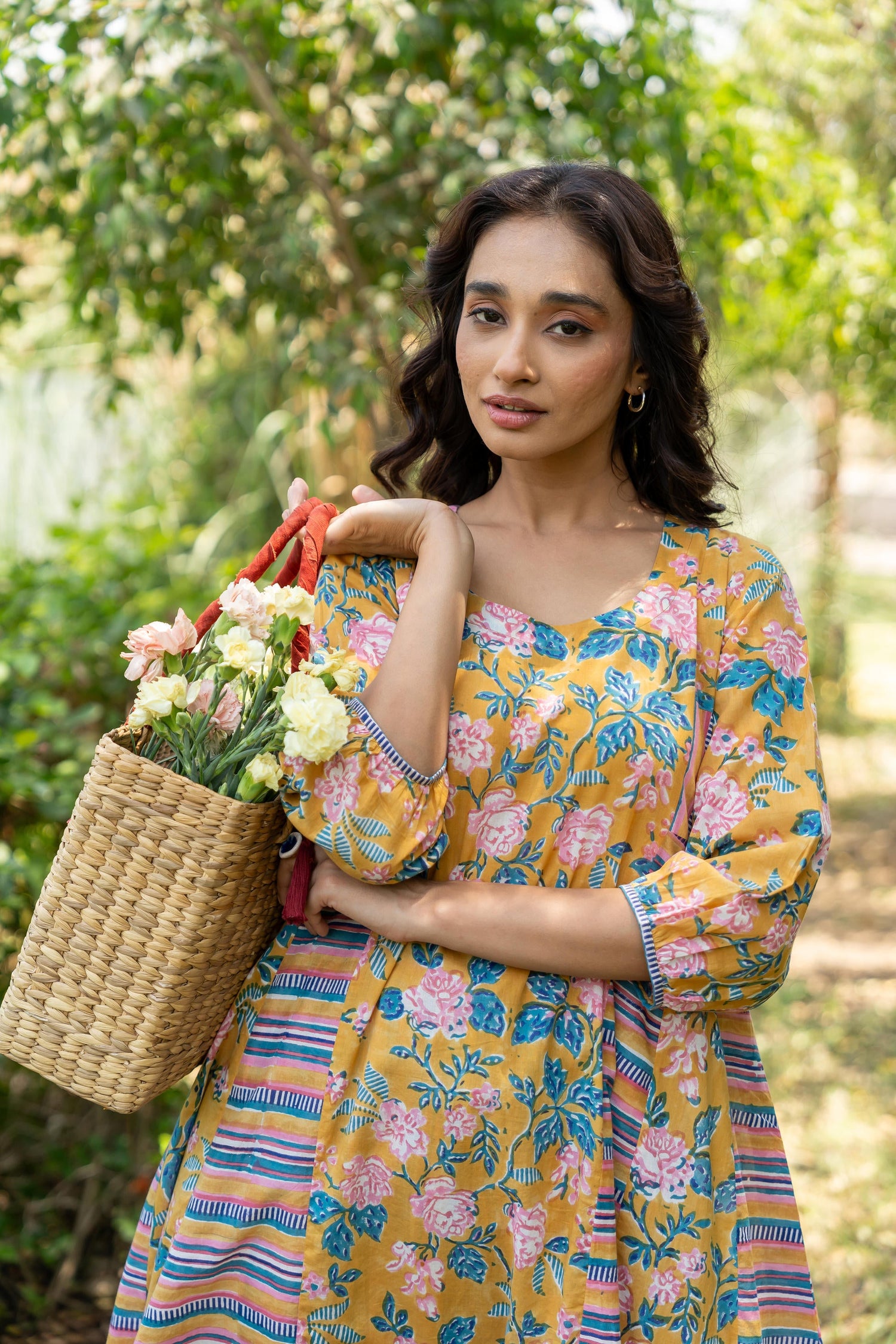 Gul Olive Green Block Print Cotton Set of 2 | Ray-ethnic