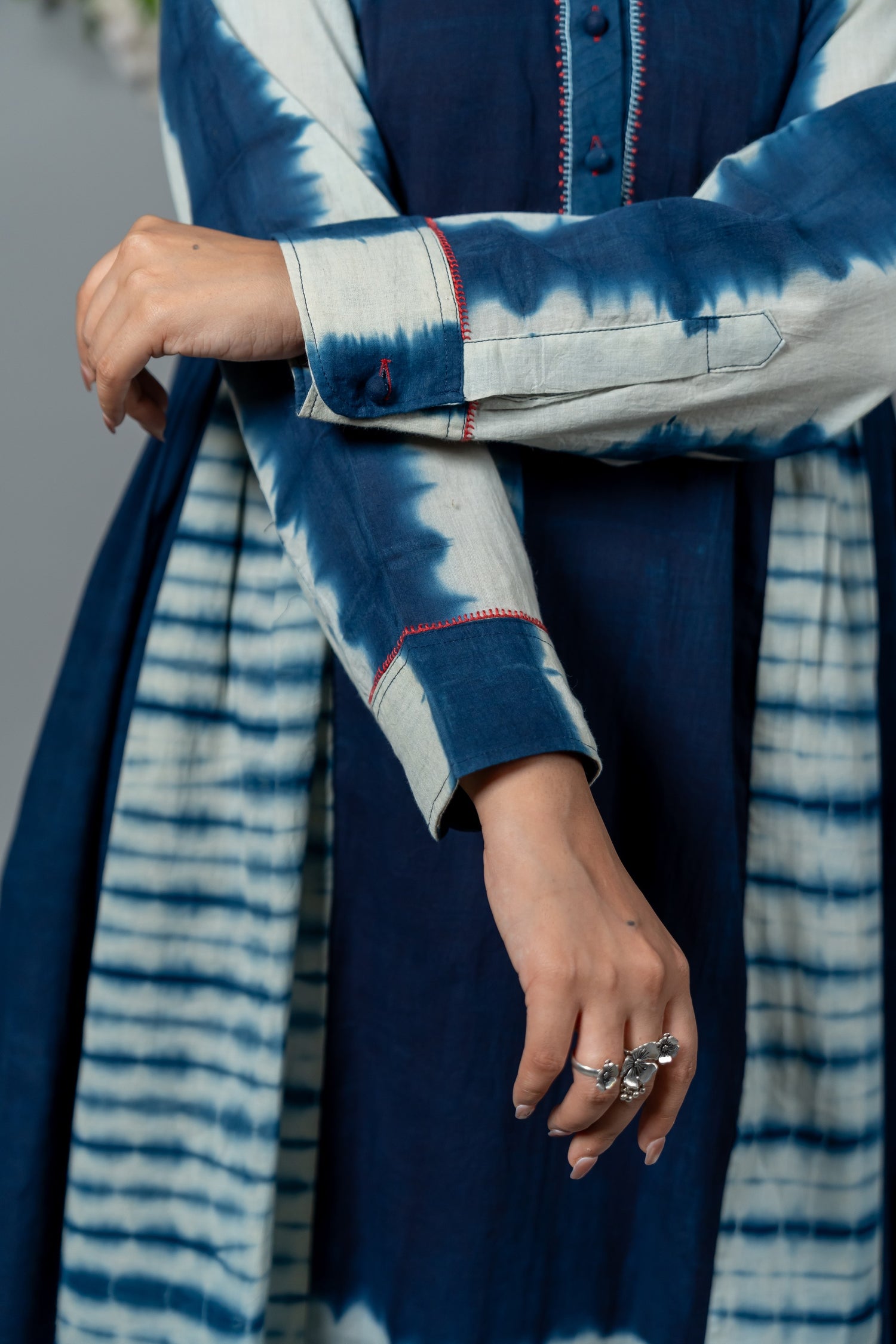 Parat Shibori Blue Tie-Dye Mul Cotton Dress