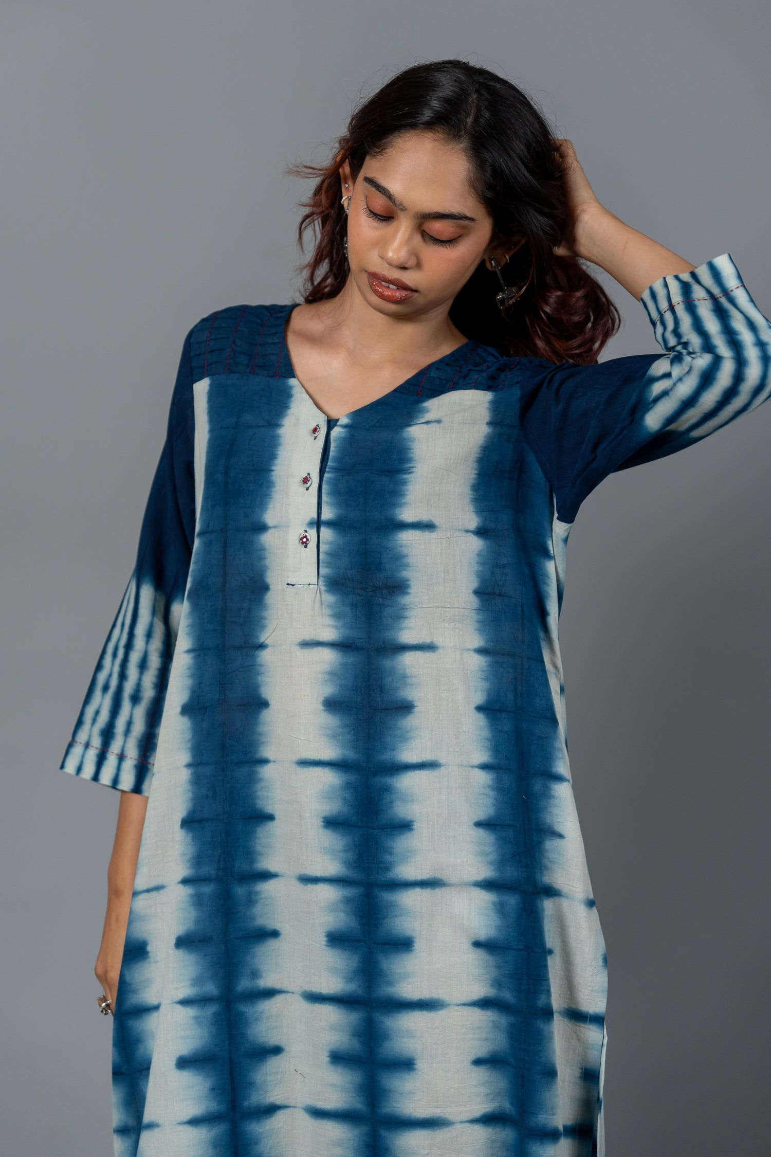 Parat Indigo Shibori Tie-Dye Mul Cotton Kurta