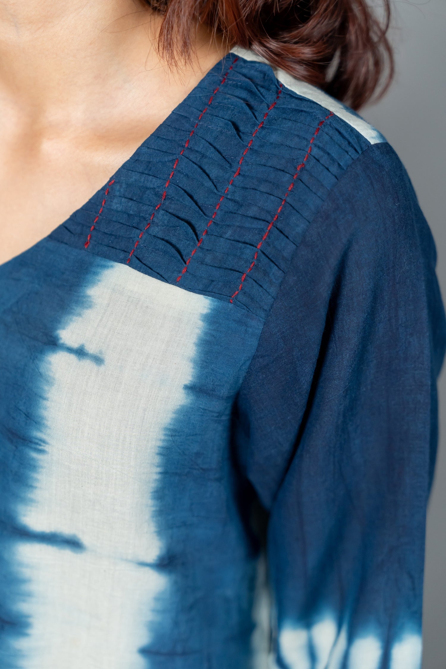 Parat Indigo Shibori Tie-Dye Mul Cotton Kurta