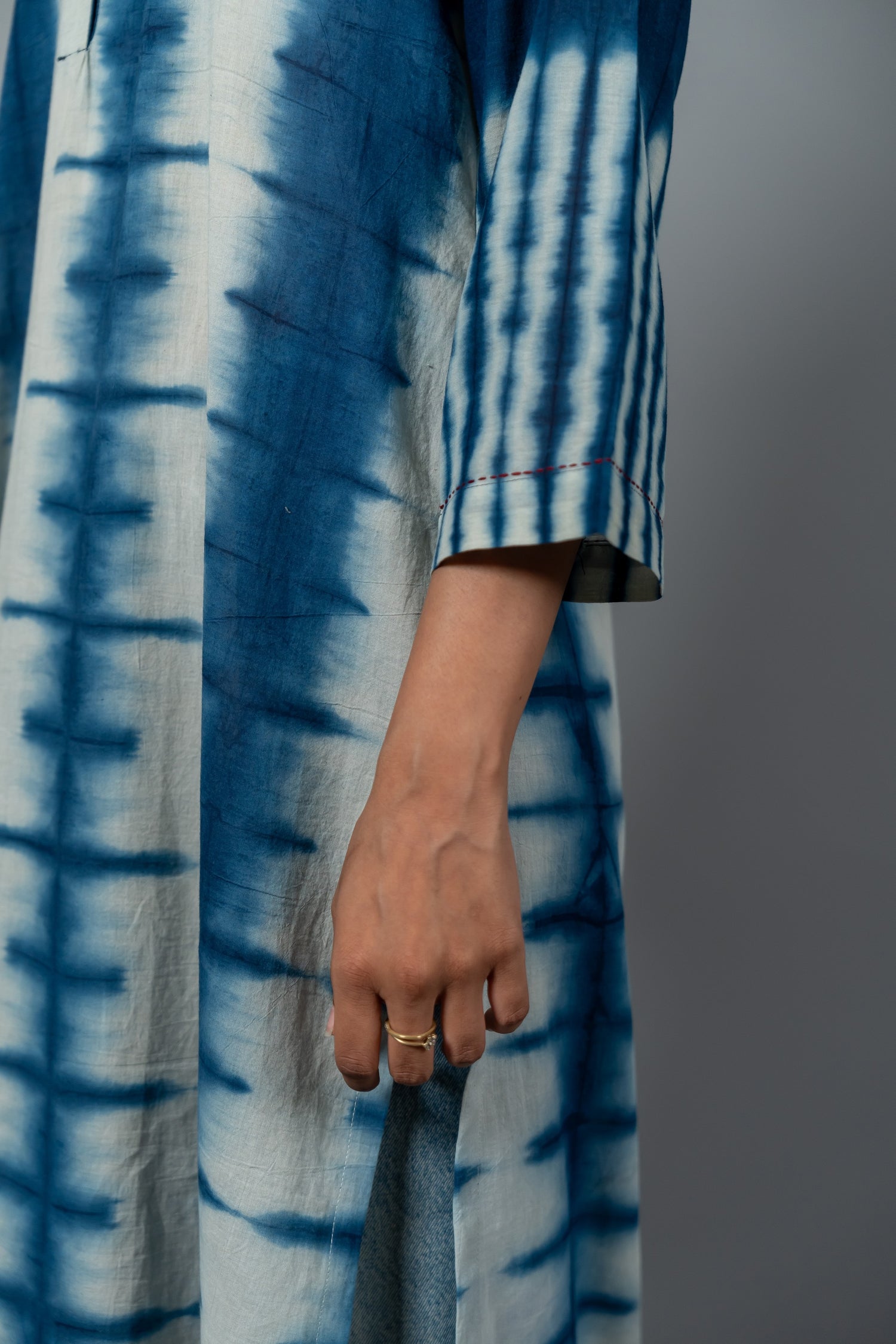 Parat Indigo Shibori Tie-Dye Mul Cotton Kurta