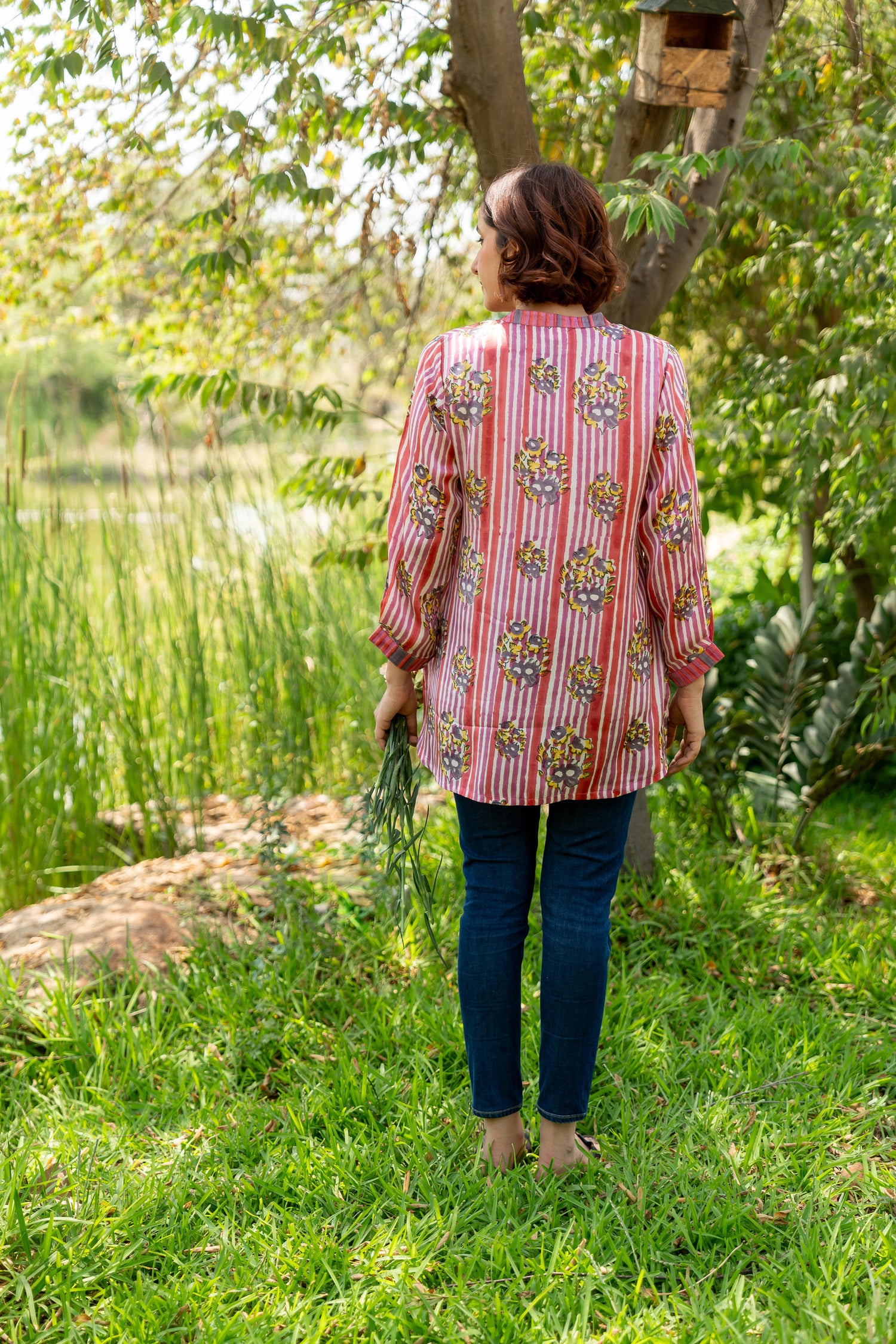 Gul Pink Block Print Modal Top | Ray-ethnic