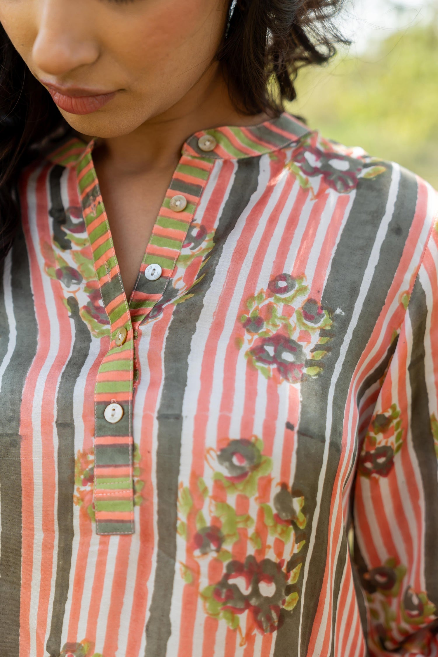 Gul Light Peach Block Print Modal Top | Ray-ethnic