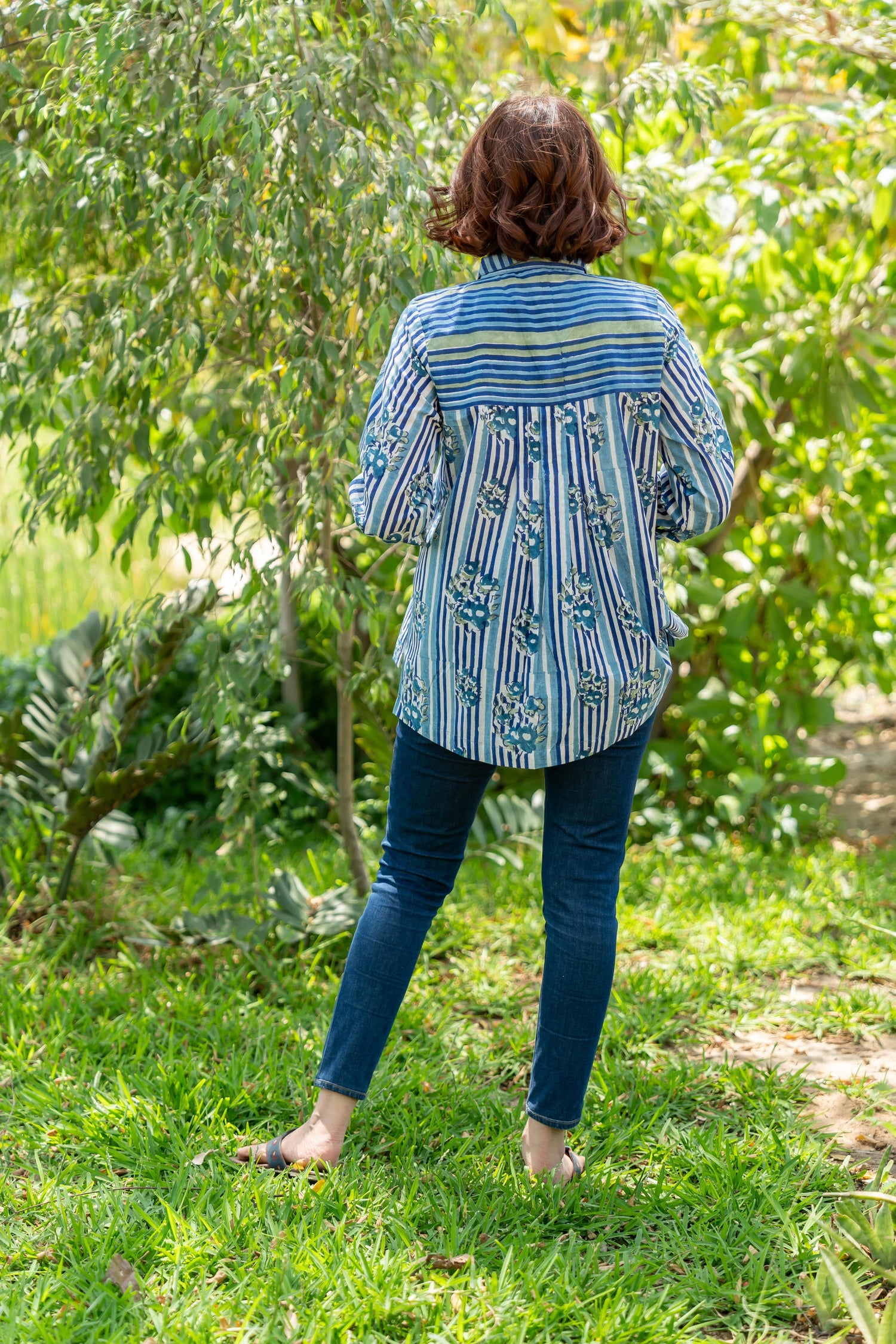 Gul Blue Block Print Cotton Shirt | Ray-ethnic