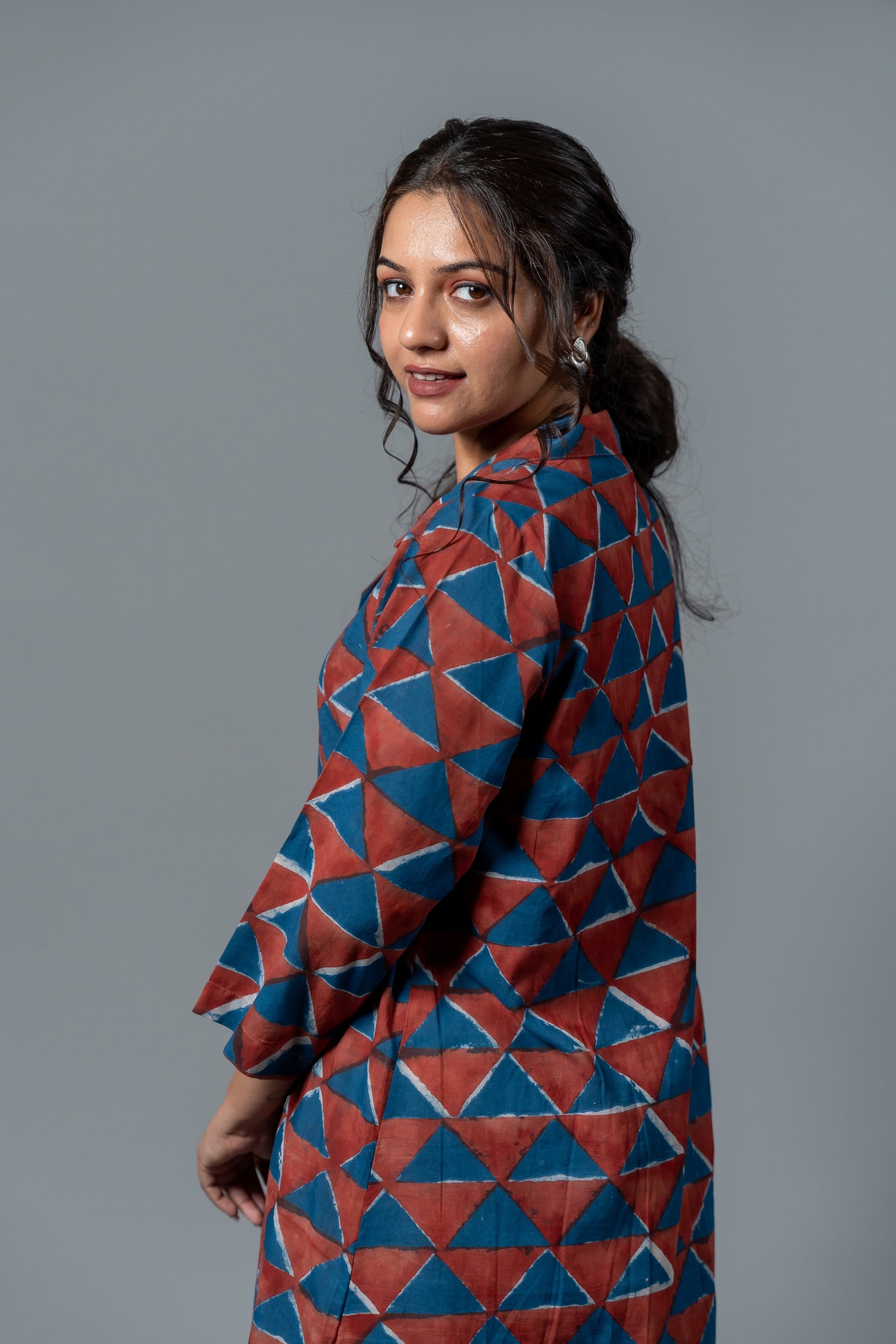 Parat Block Print Mul Cotton Shirt Dress