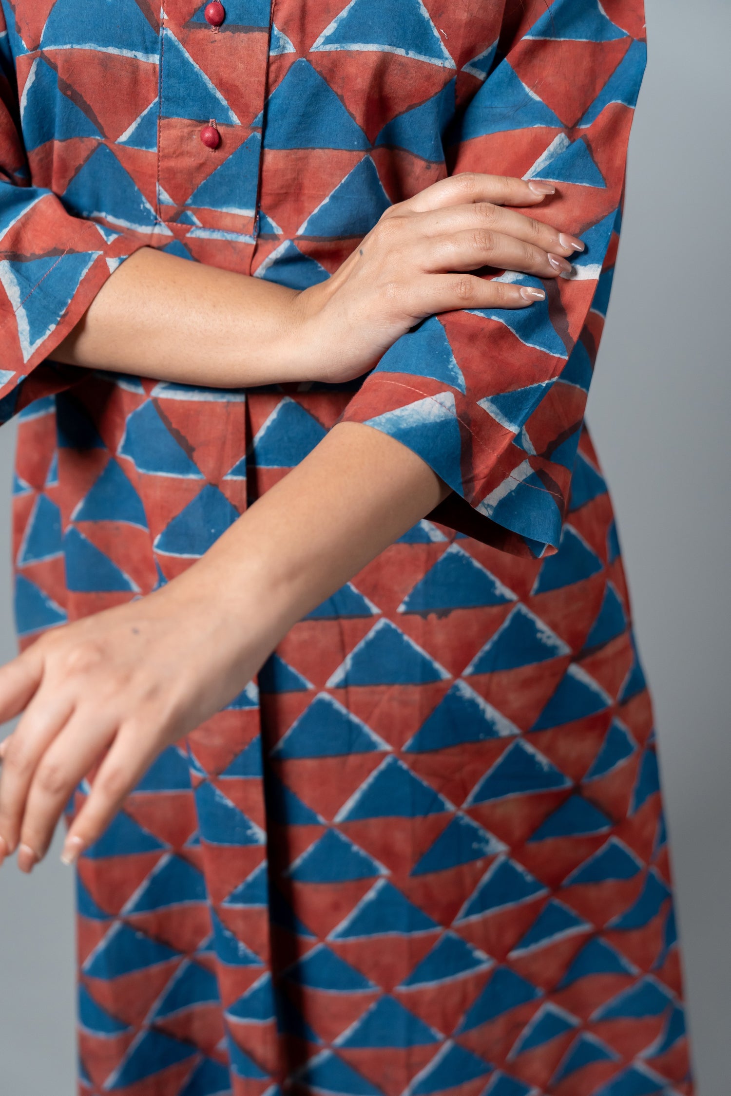 Parat Block Print Mul Cotton Shirt Dress