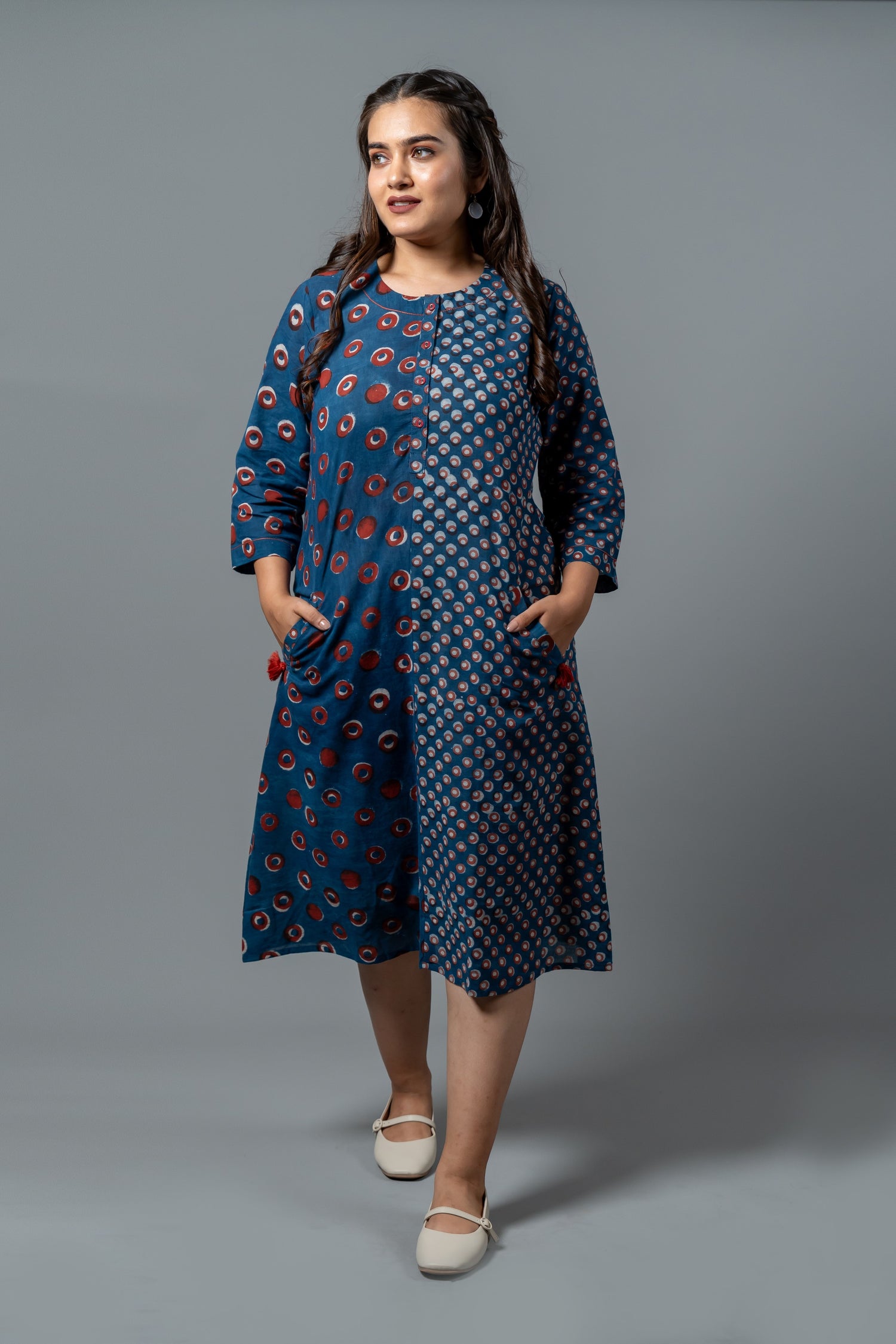 Parat Block Print Mul Cotton Panel Dress