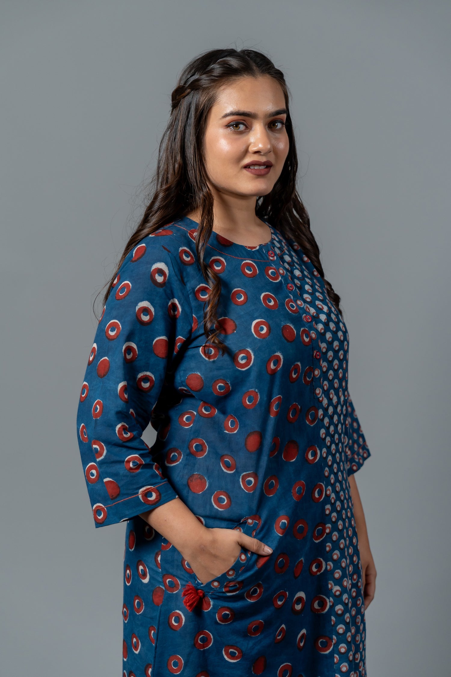 Parat Block Print Mul Cotton Panel Dress