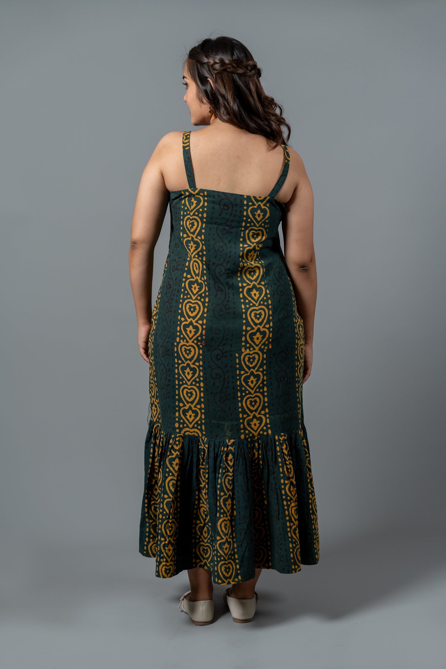 Parat Block Print Mul Cotton Sleeveless Flared Dress