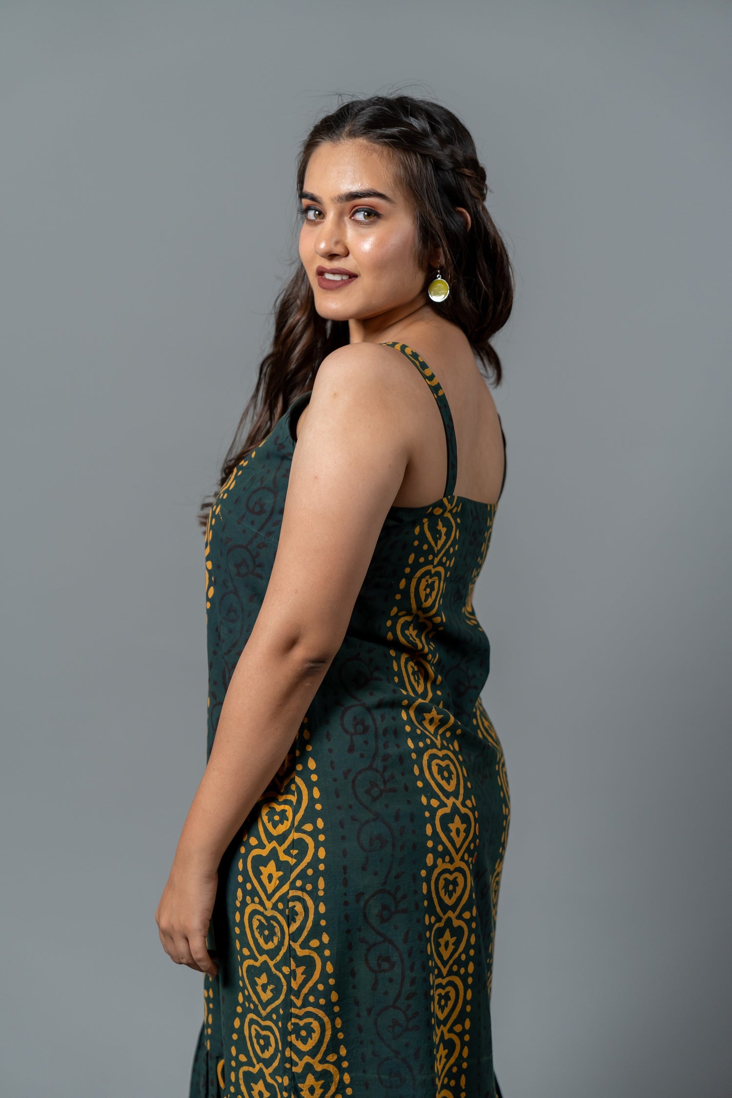 Parat Block Print Mul Cotton Sleeveless Flared Dress