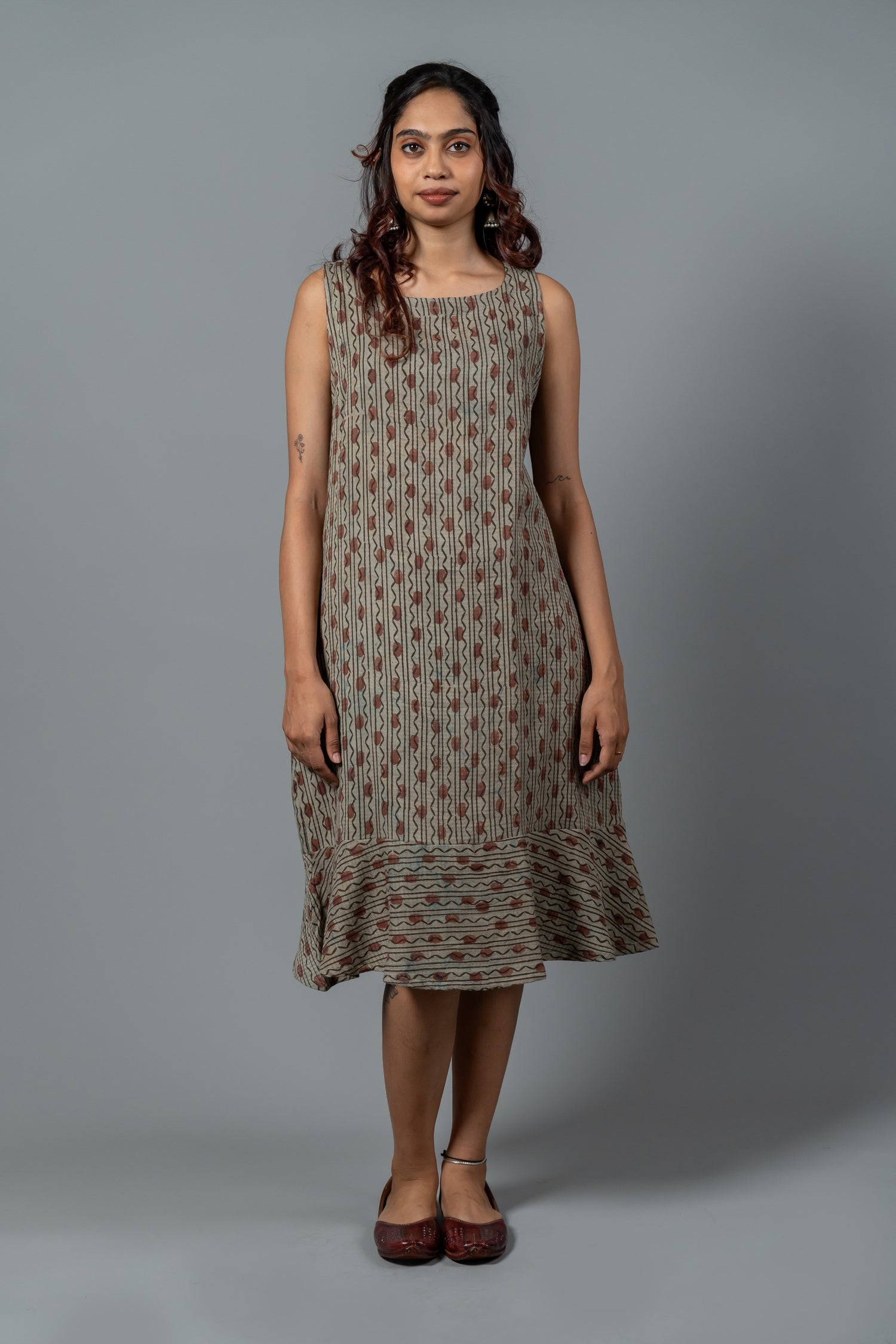 Parat Block Print Mul Cotton Dress