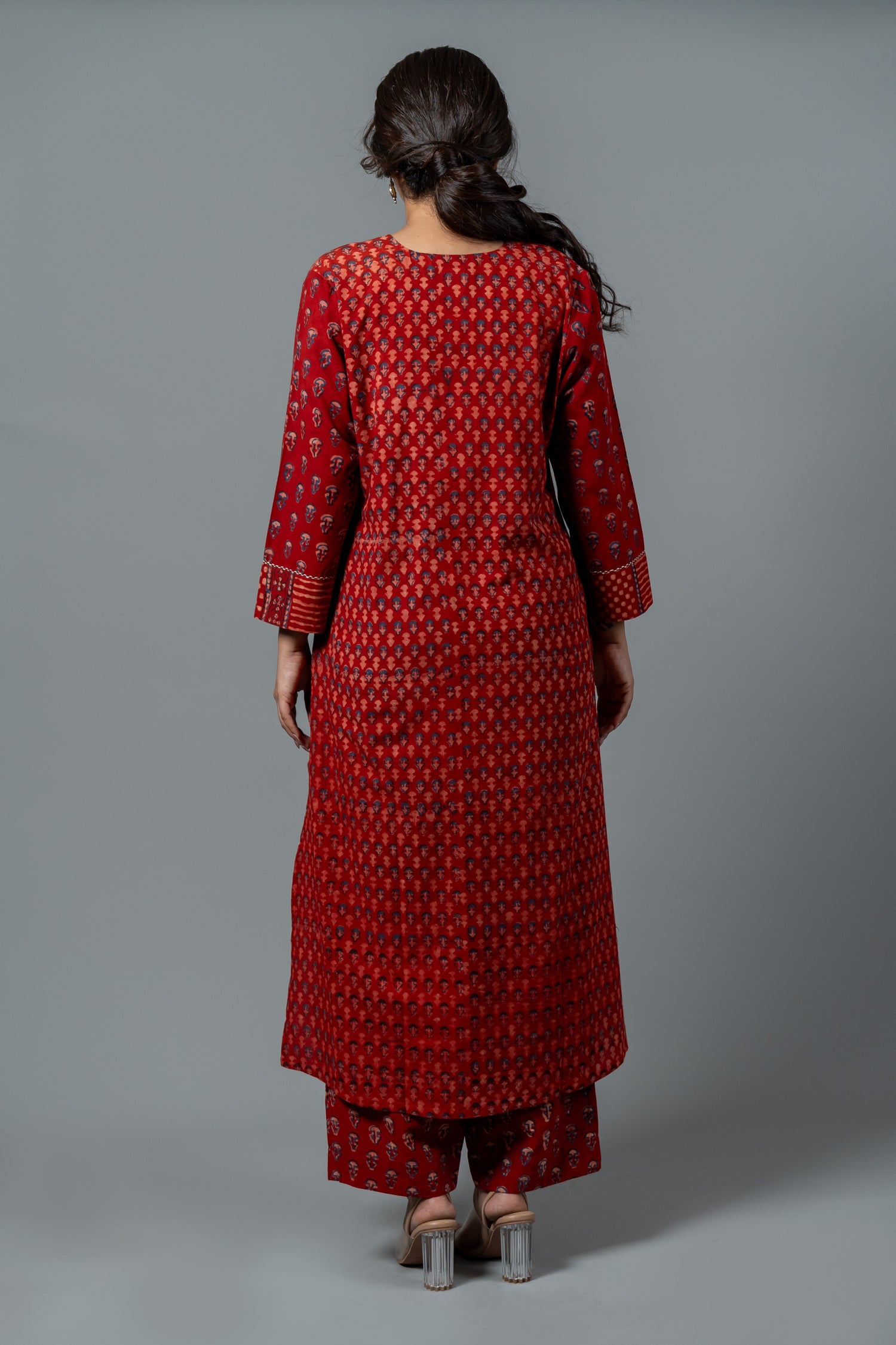 Parat Maroon Block Print Mul Cotton Co-ord Set
