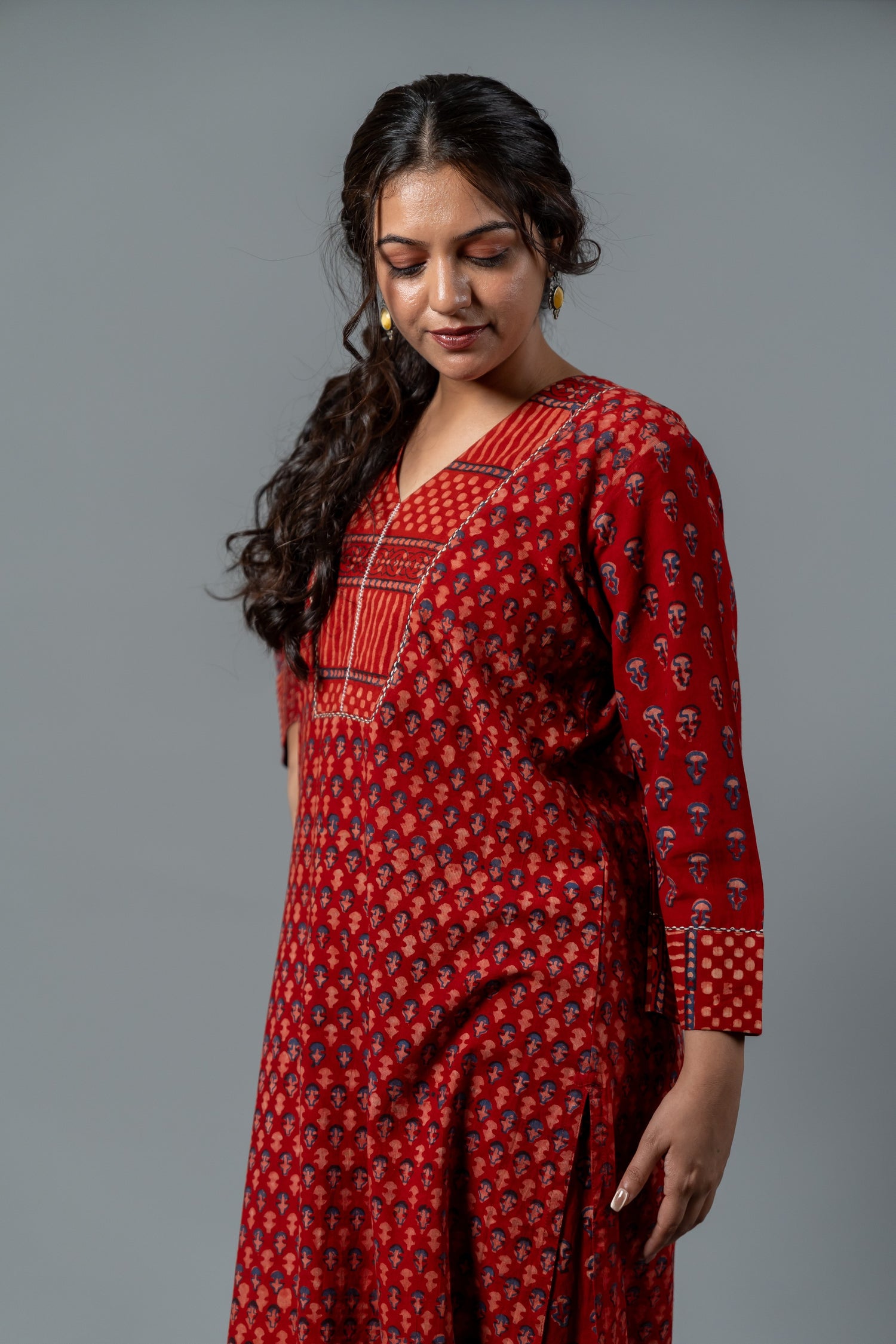 Parat Maroon Block Print Mul Cotton Co-ord Set