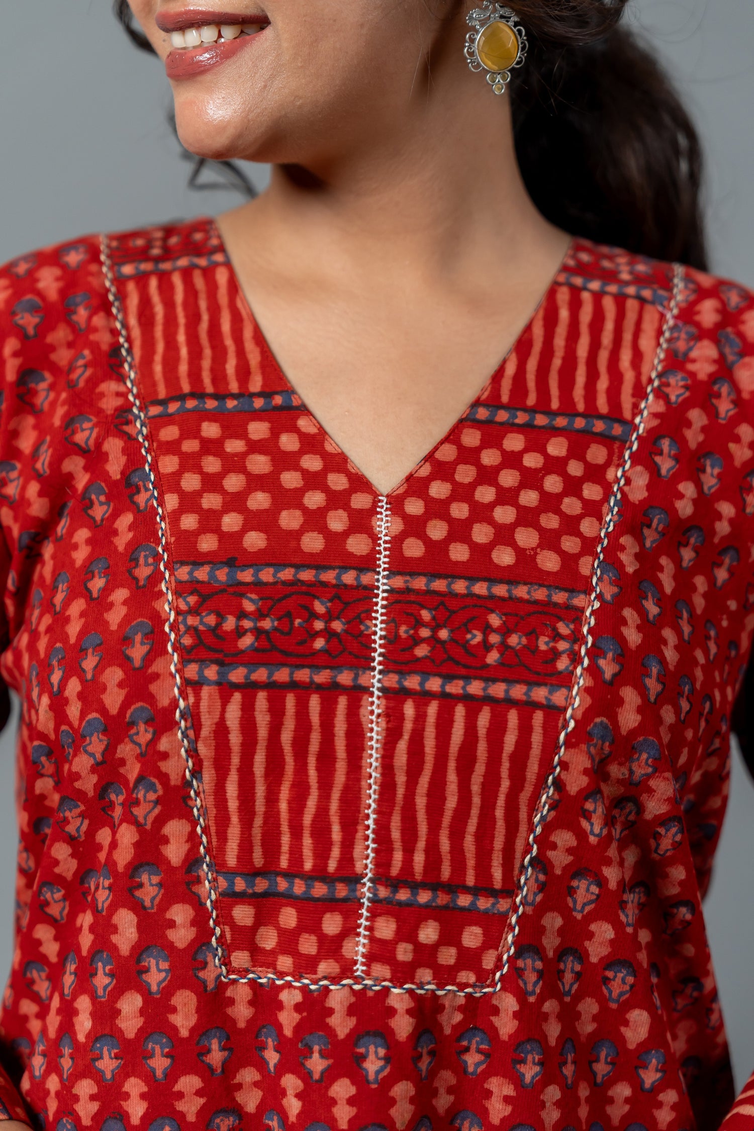 Parat Maroon Block Print Mul Cotton Co-ord Set
