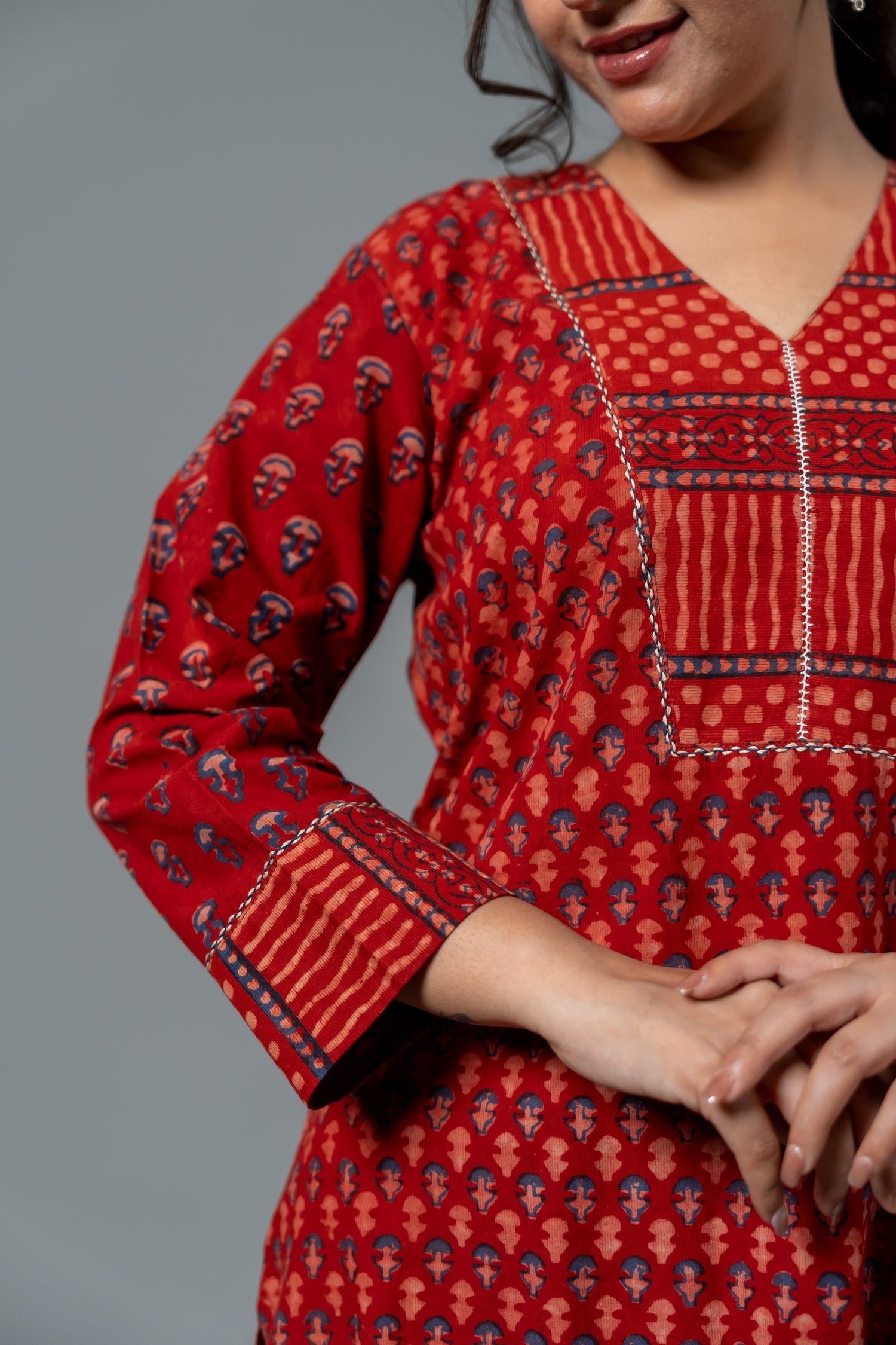 Parat Maroon Block Print Mul Cotton Co-ord Set