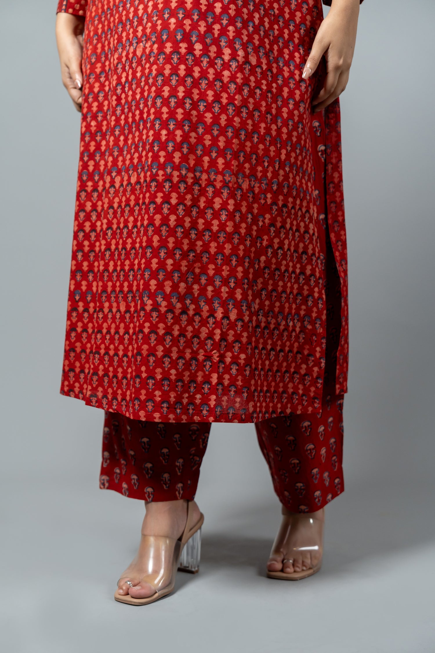 Parat Maroon Block Print Mul Cotton Co-ord Set
