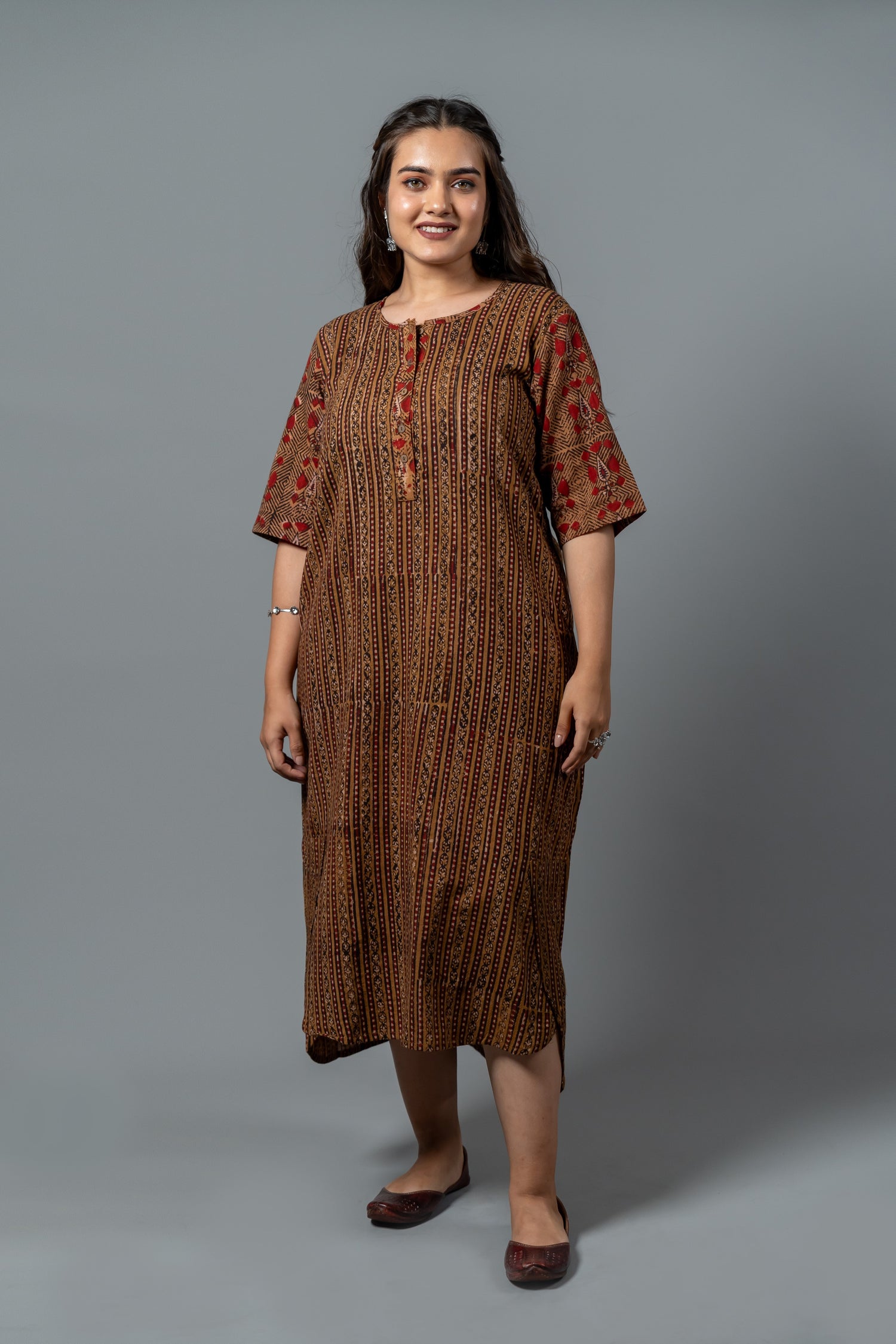 Parat Block Print Mul Cotton Straight Kurta Dress