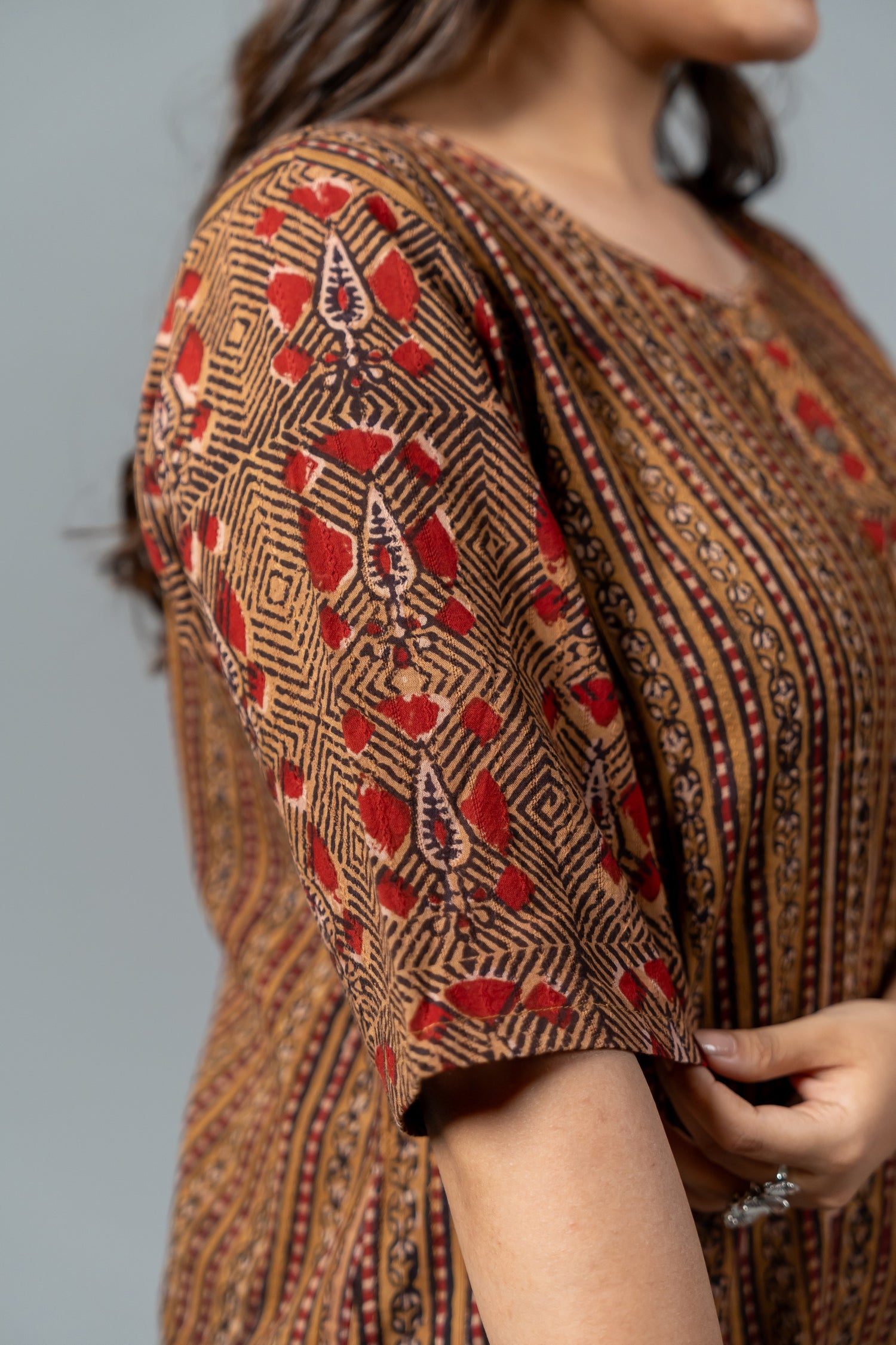 Parat Block Print Mul Cotton Straight Kurta Dress