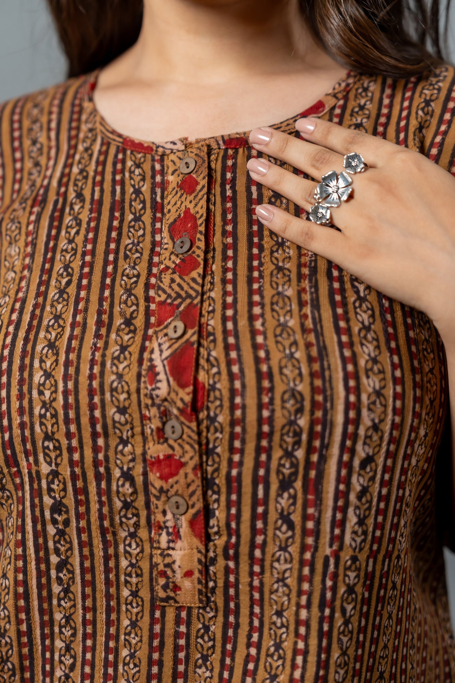 Parat Block Print Mul Cotton Straight Kurta Dress