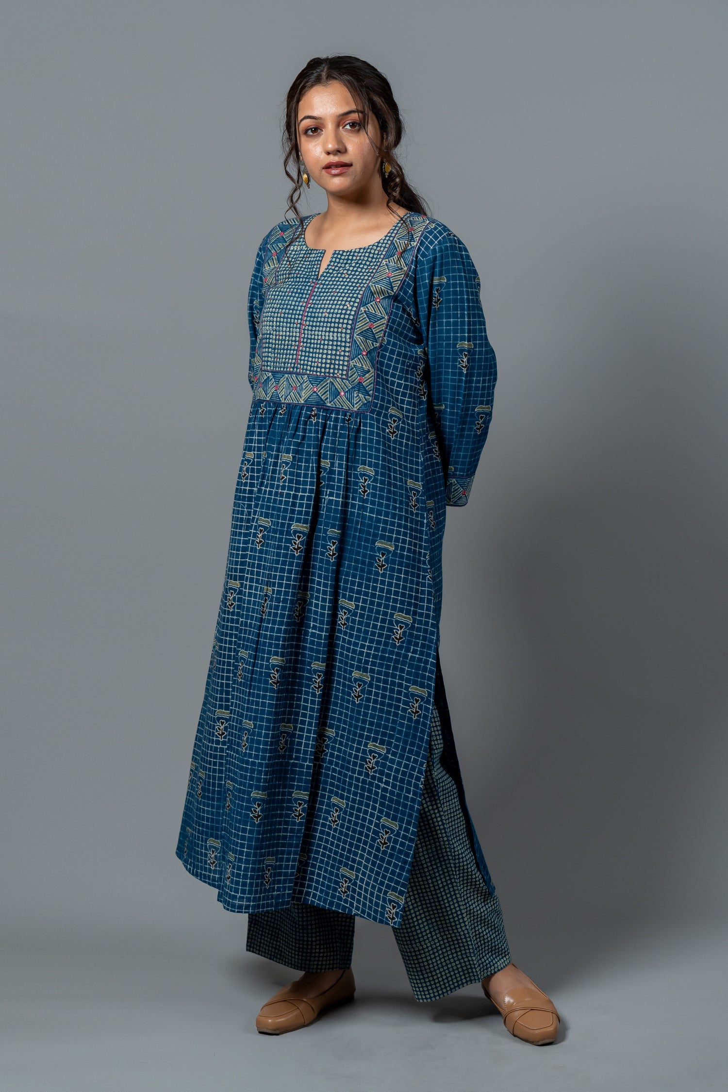 Parat Blue Block Print Mul Cotton Co-ord Set