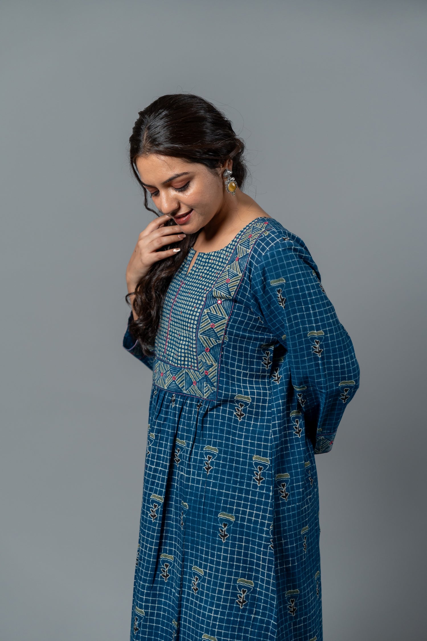 Parat Blue Block Print Mul Cotton Co-ord Set