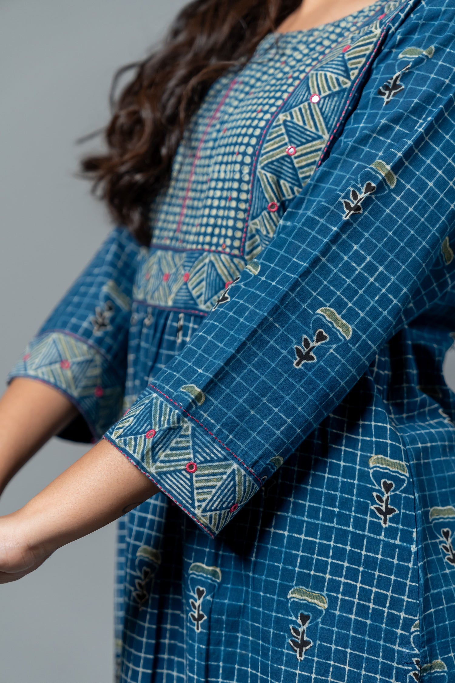 Parat Blue Block Print Mul Cotton Co-ord Set
