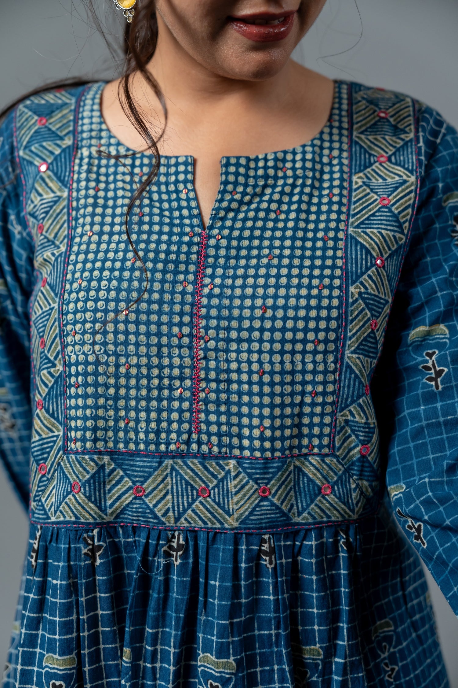 Parat Blue Block Print Mul Cotton Co-ord Set