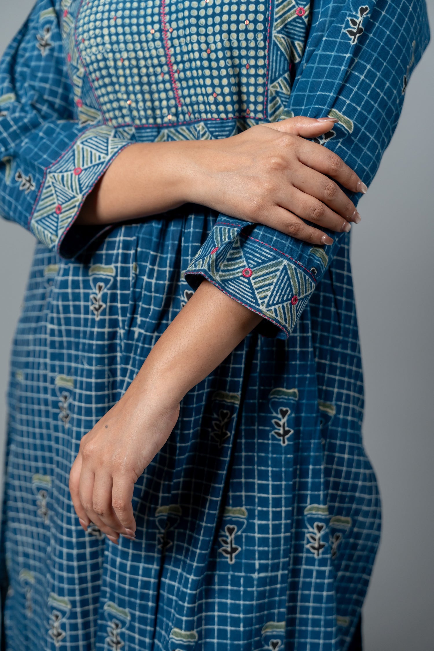Parat Blue Block Print Mul Cotton Co-ord Set