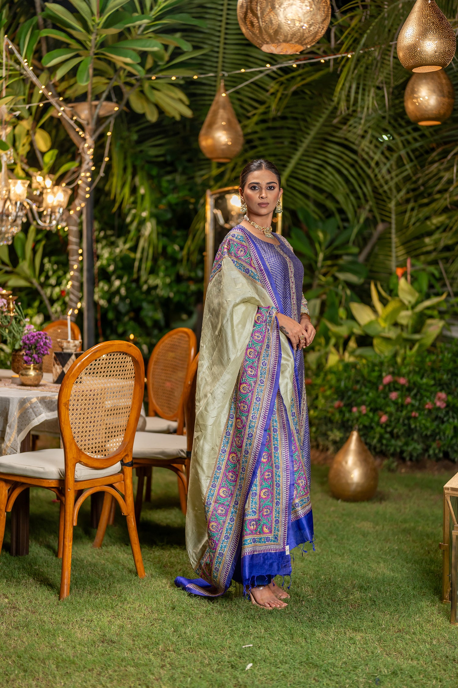 Ray Ethnic Ira | Handcrafted Purple Tasar Silk Kurta Set of 3