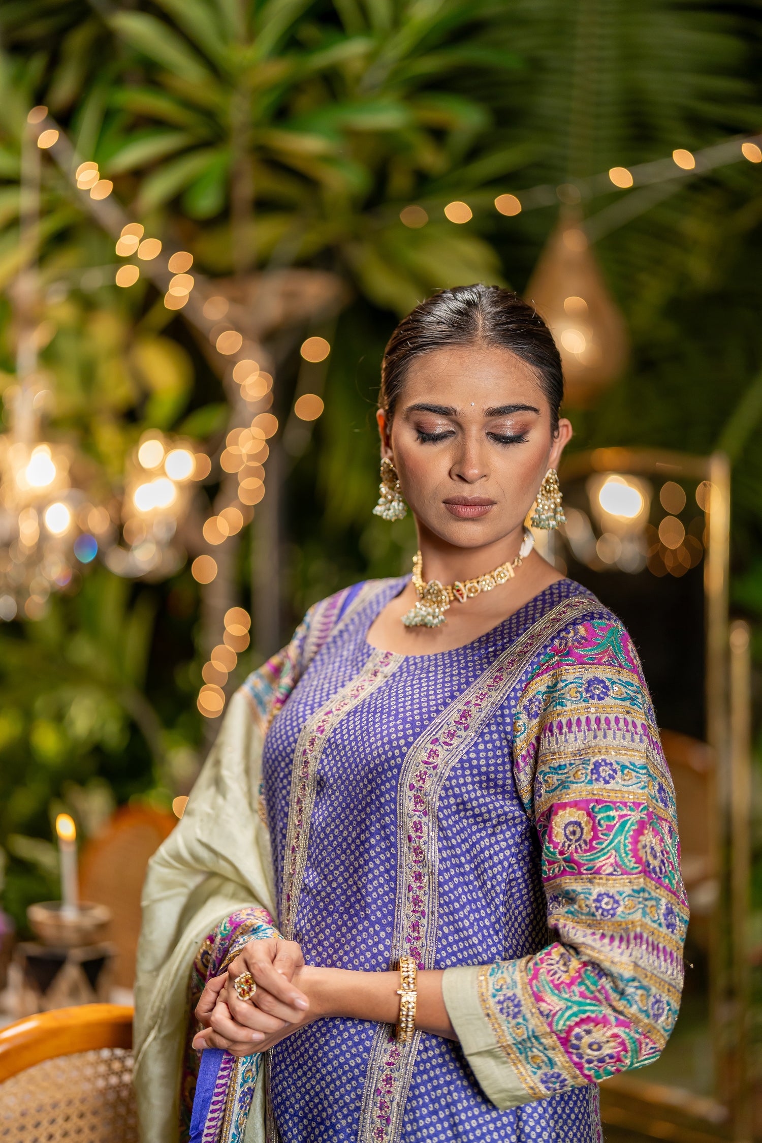 Ray Ethnic Ira | Handcrafted Purple Tasar Silk Kurta Set of 3