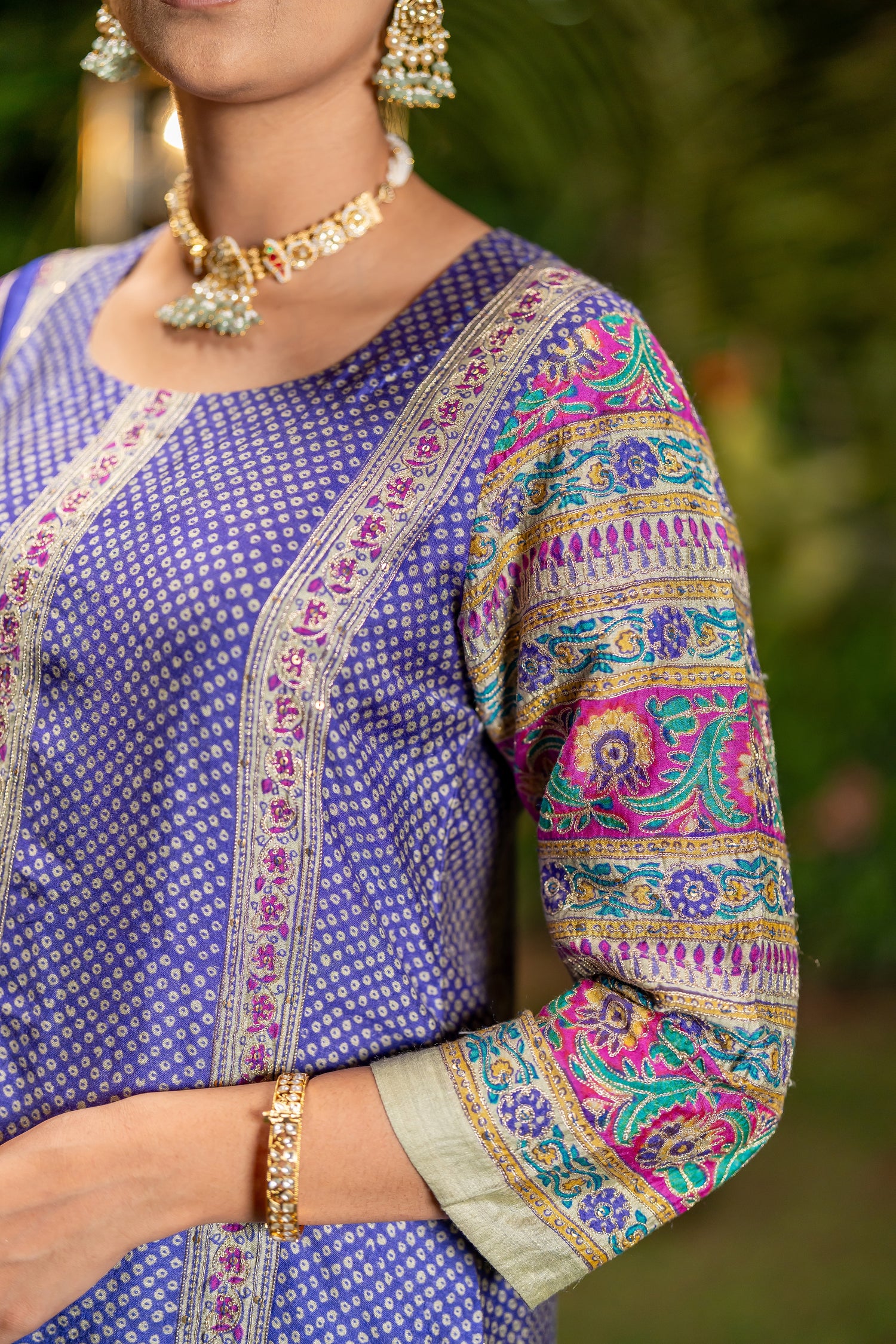 Ray Ethnic Ira | Handcrafted Purple Tasar Silk Kurta Set of 3