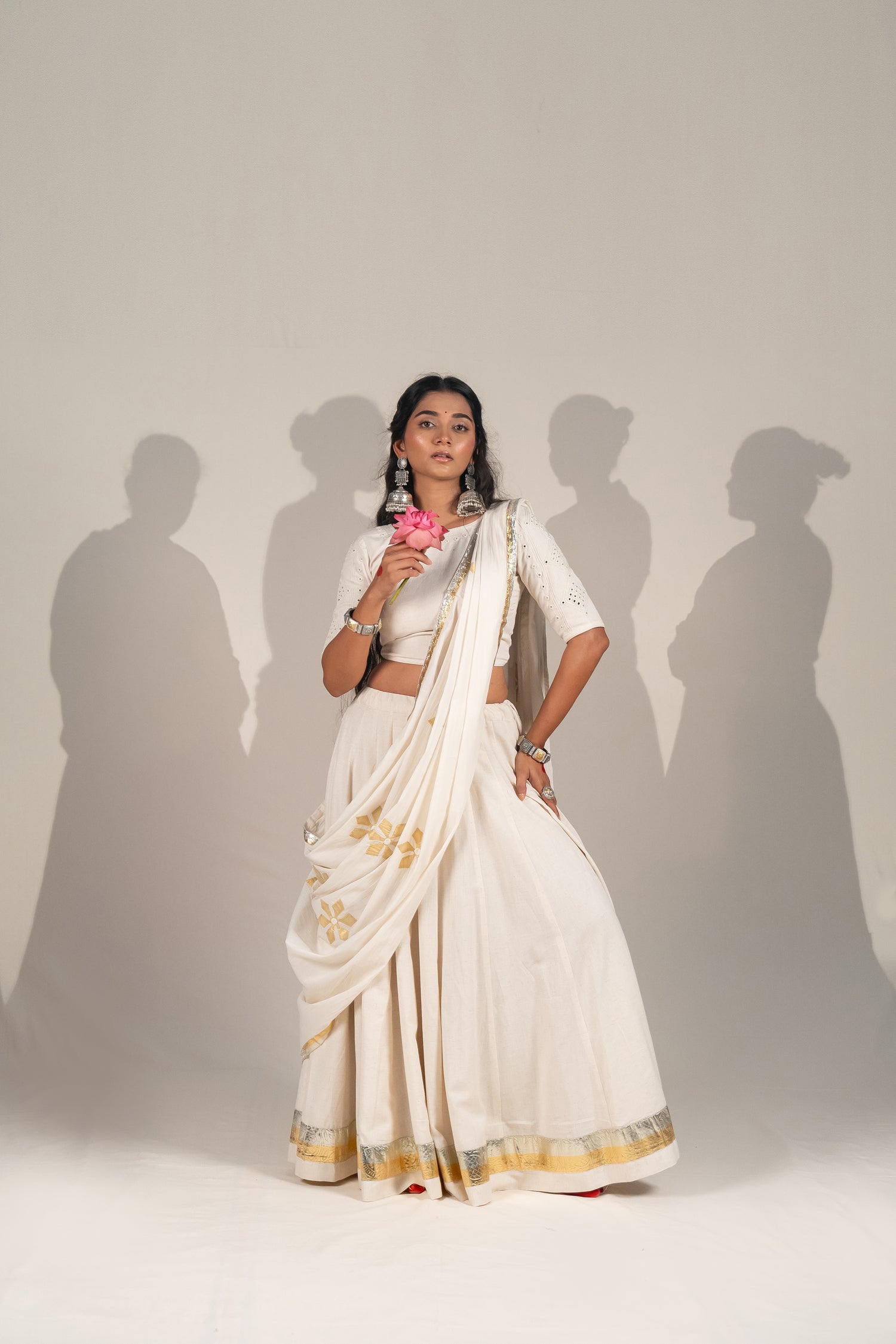 Mulmul Cotton Dupatta in Off-White– NavRas