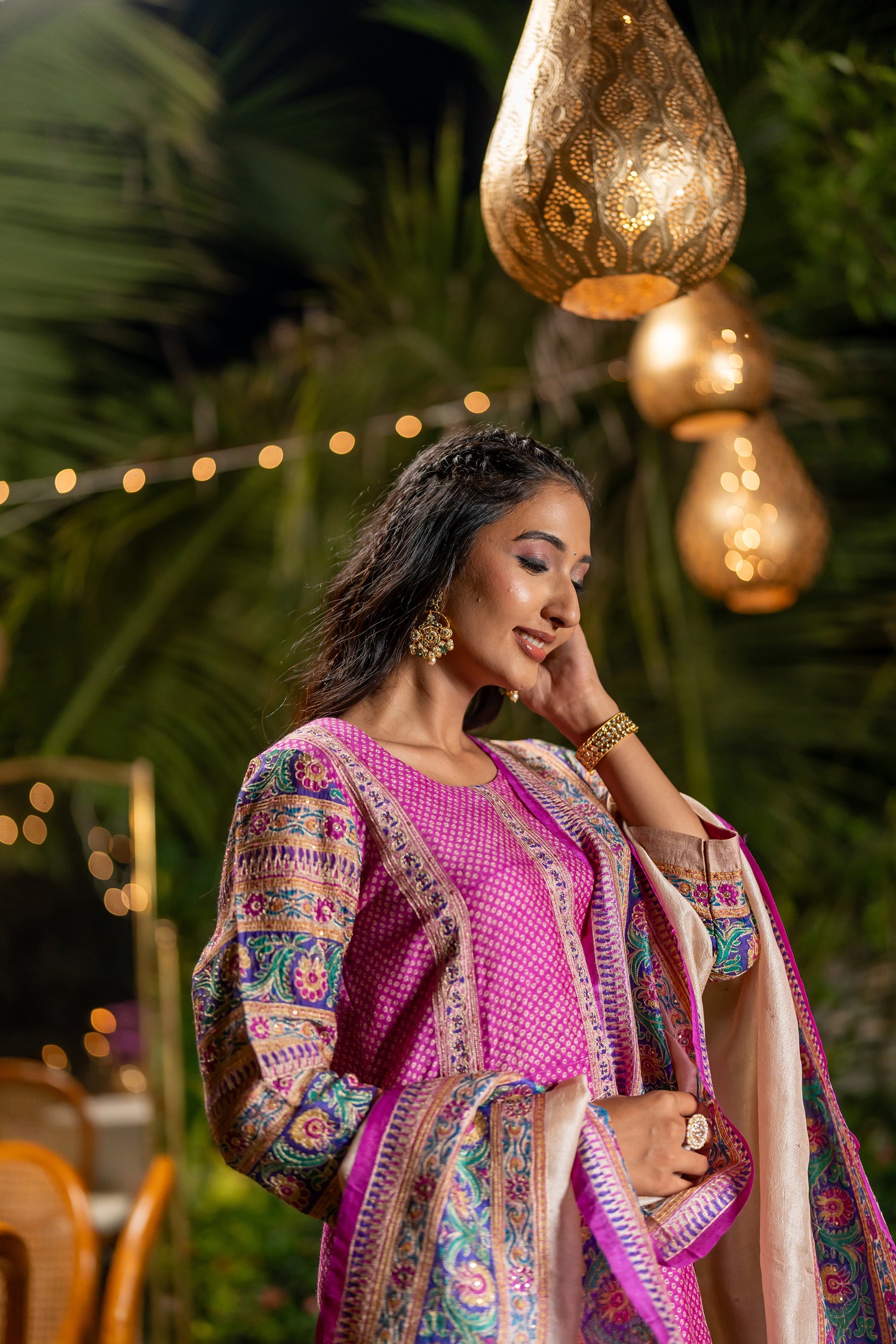 Ray Ethnic Ira | Handcrafted Fuchsia Tasar Silk Kurta Set of 3