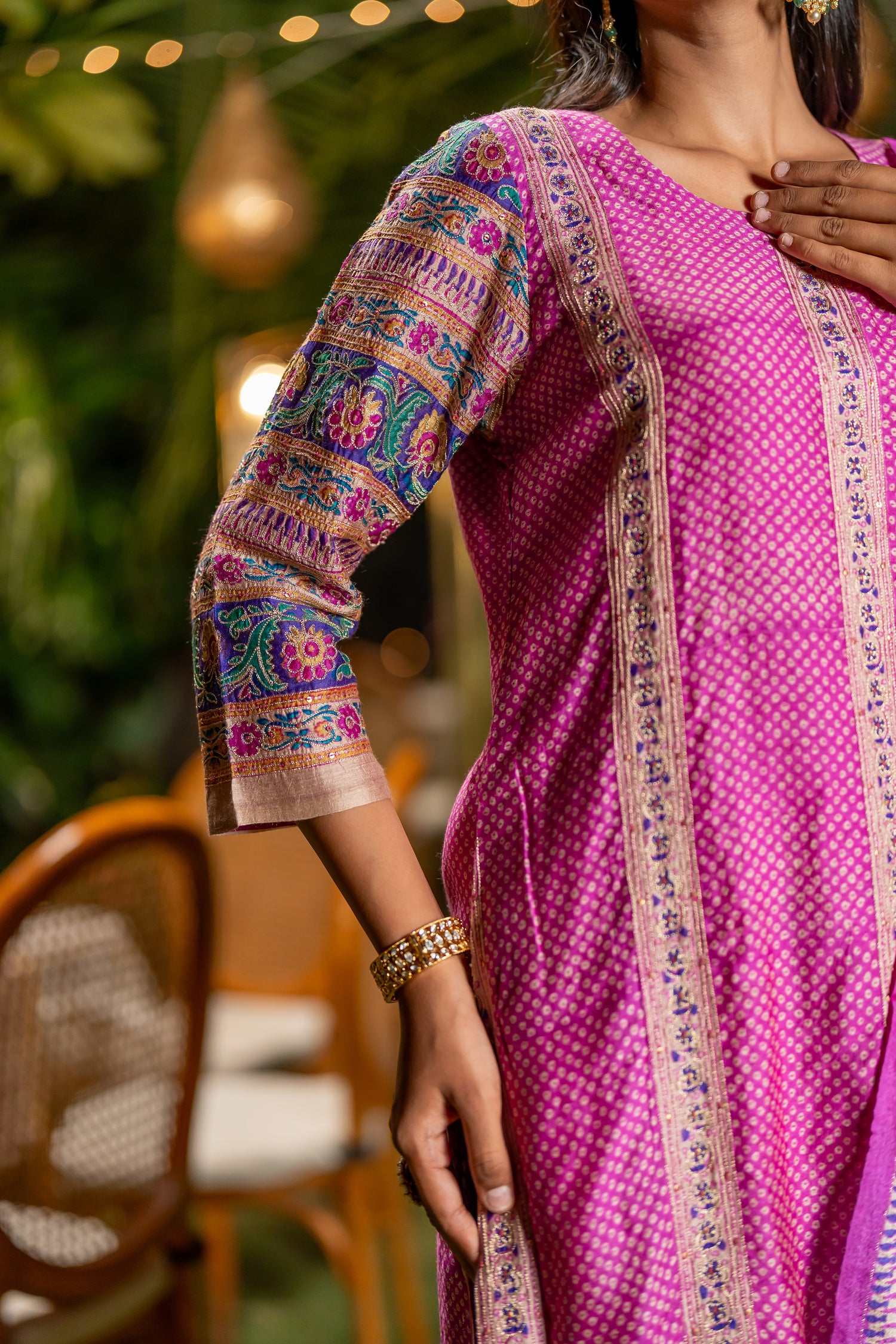 Ray Ethnic Ira | Handcrafted Fuchsia Tasar Silk Kurta Set of 3