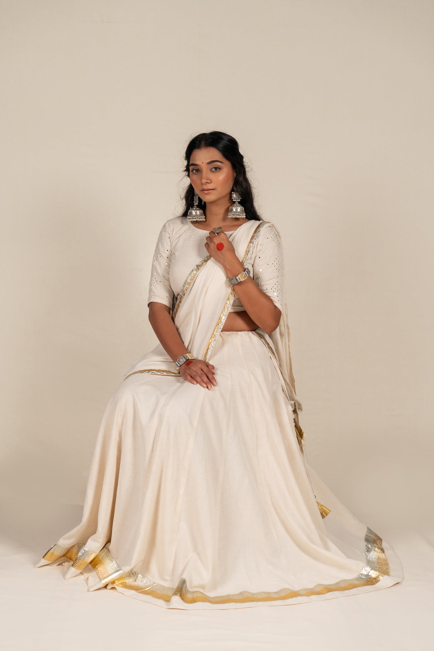 Mulmul Cotton Dupatta in Off-White– NavRas