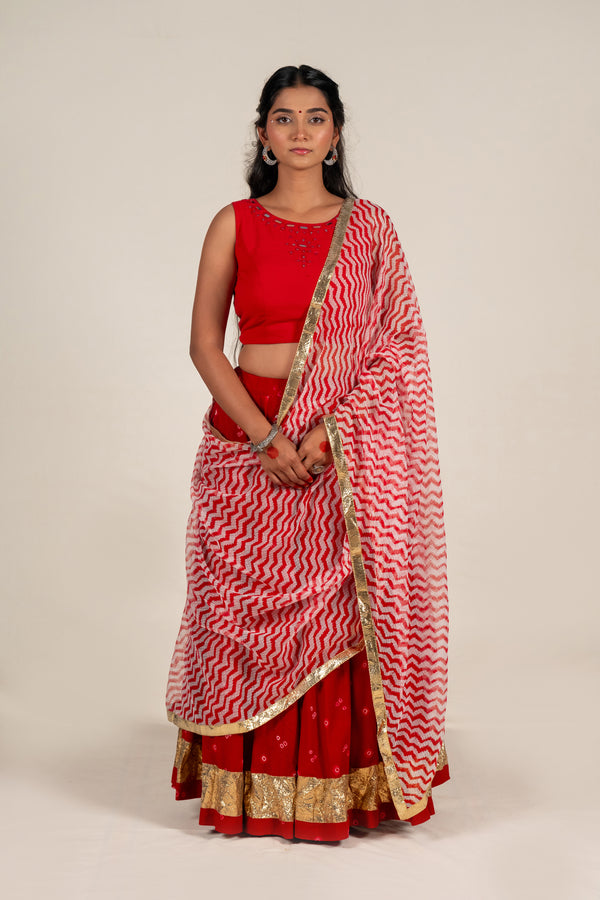 Cotton Kota Dupatta in Red with Block Print – NavRas