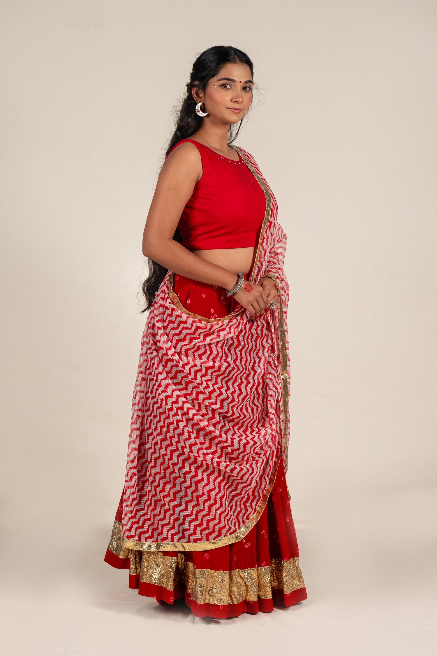 Cotton Kota Dupatta in Red with Block Print – NavRas